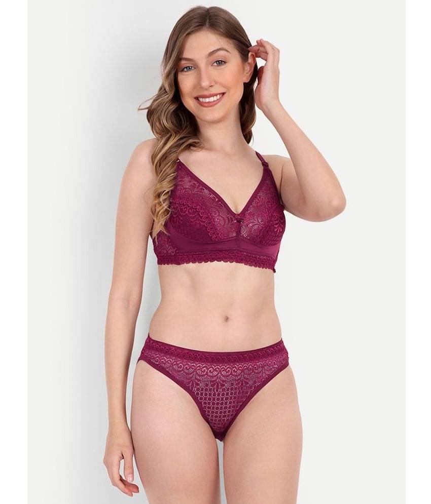     			Aprozone Nylon Women's Bra & Panty Set ( Purple ) Lingerie Set