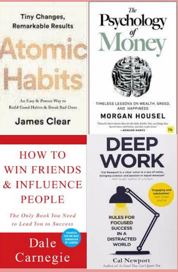 Atomic Habits + Psychology of Money + How to Win Friends and Influence People + Deep Work