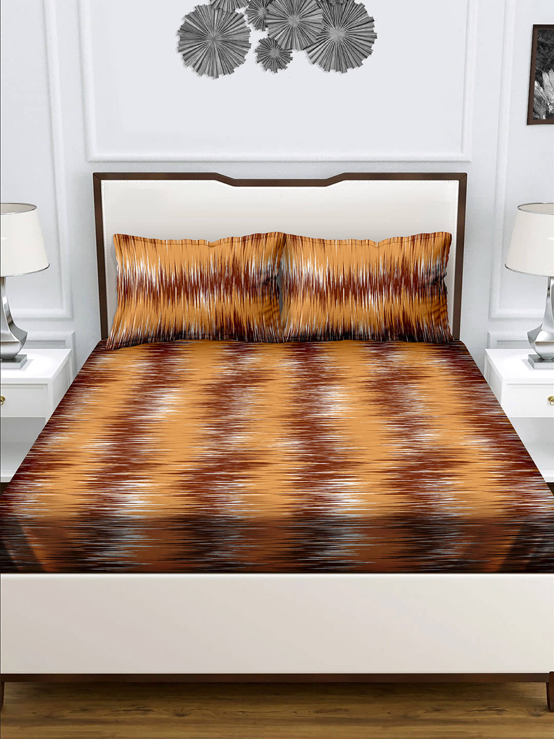 Bella Casa Cotton Double Bedsheet ( Brown )
