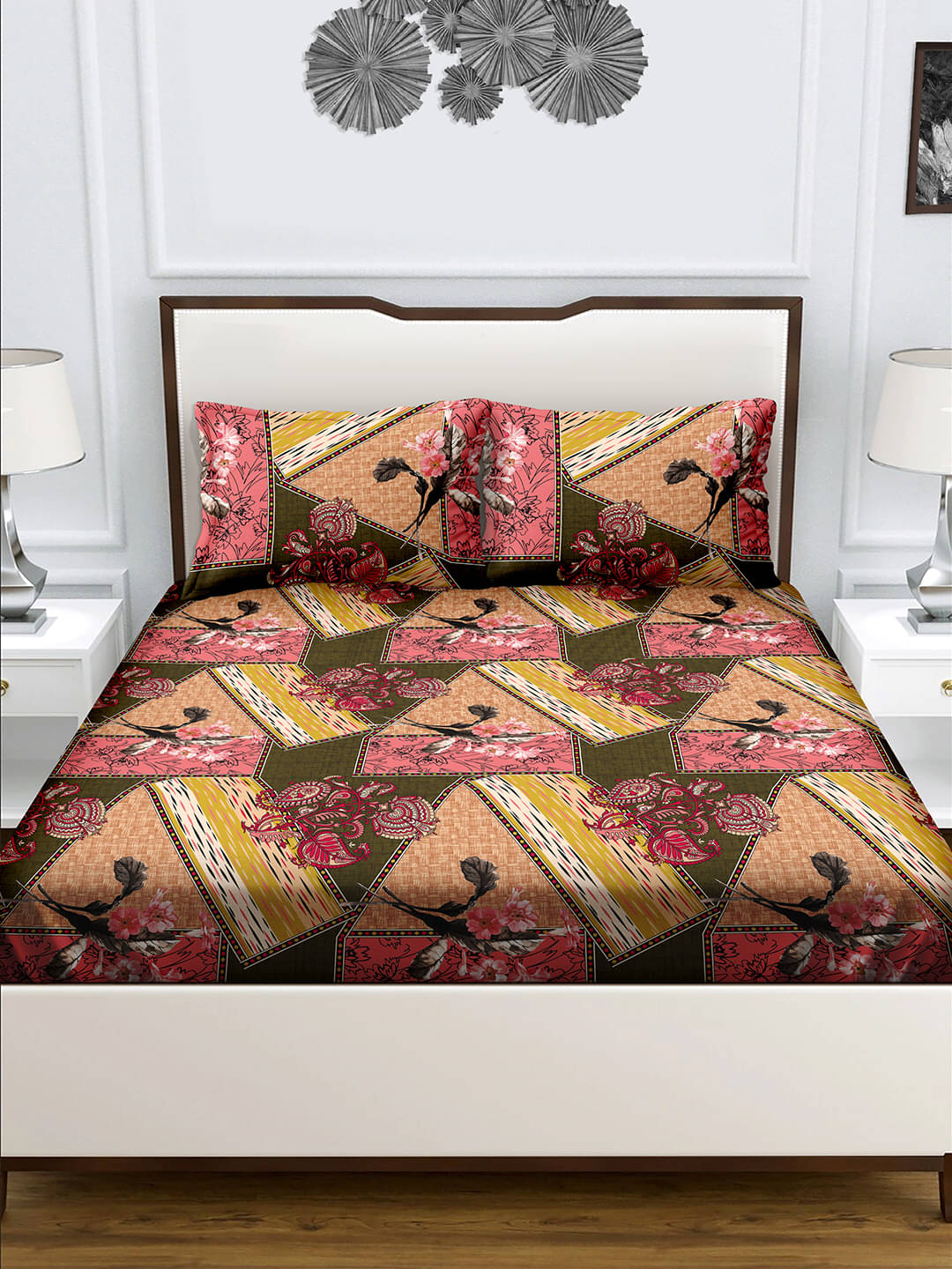     			Bella Casa Cotton Double Bedsheet ( Multicolor )