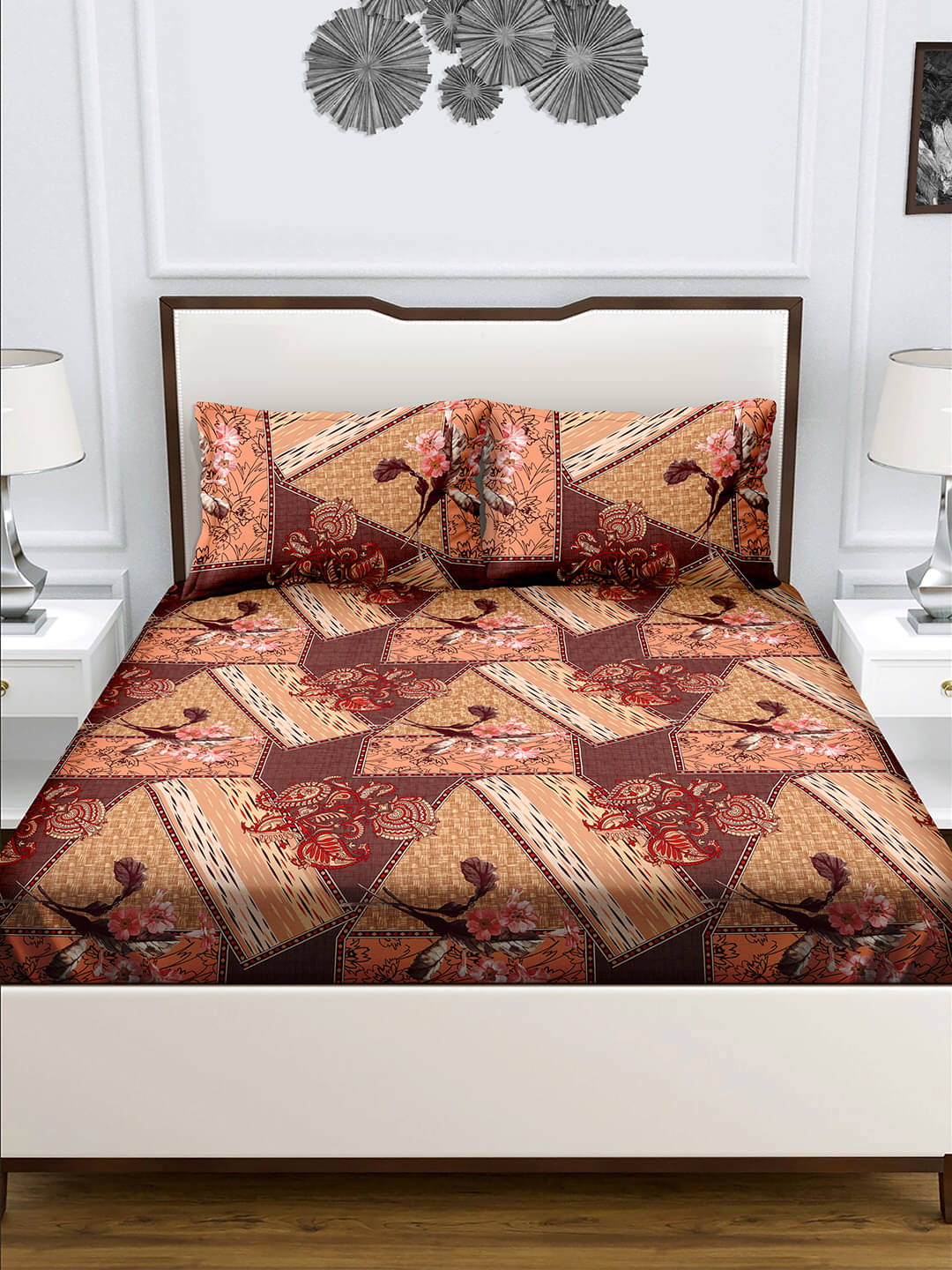     			Bella Casa Cotton Double Bedsheet ( Multicolor )