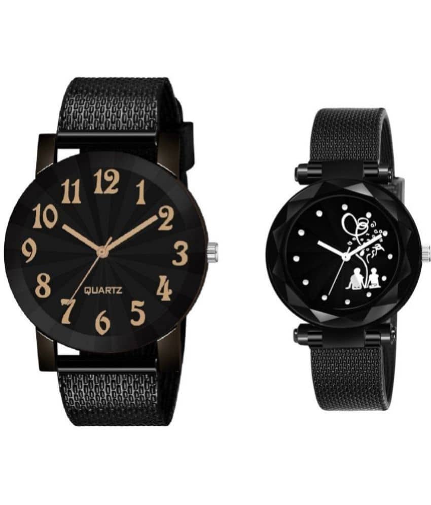 Cosmic - Black Resin Analog Couple's Watch