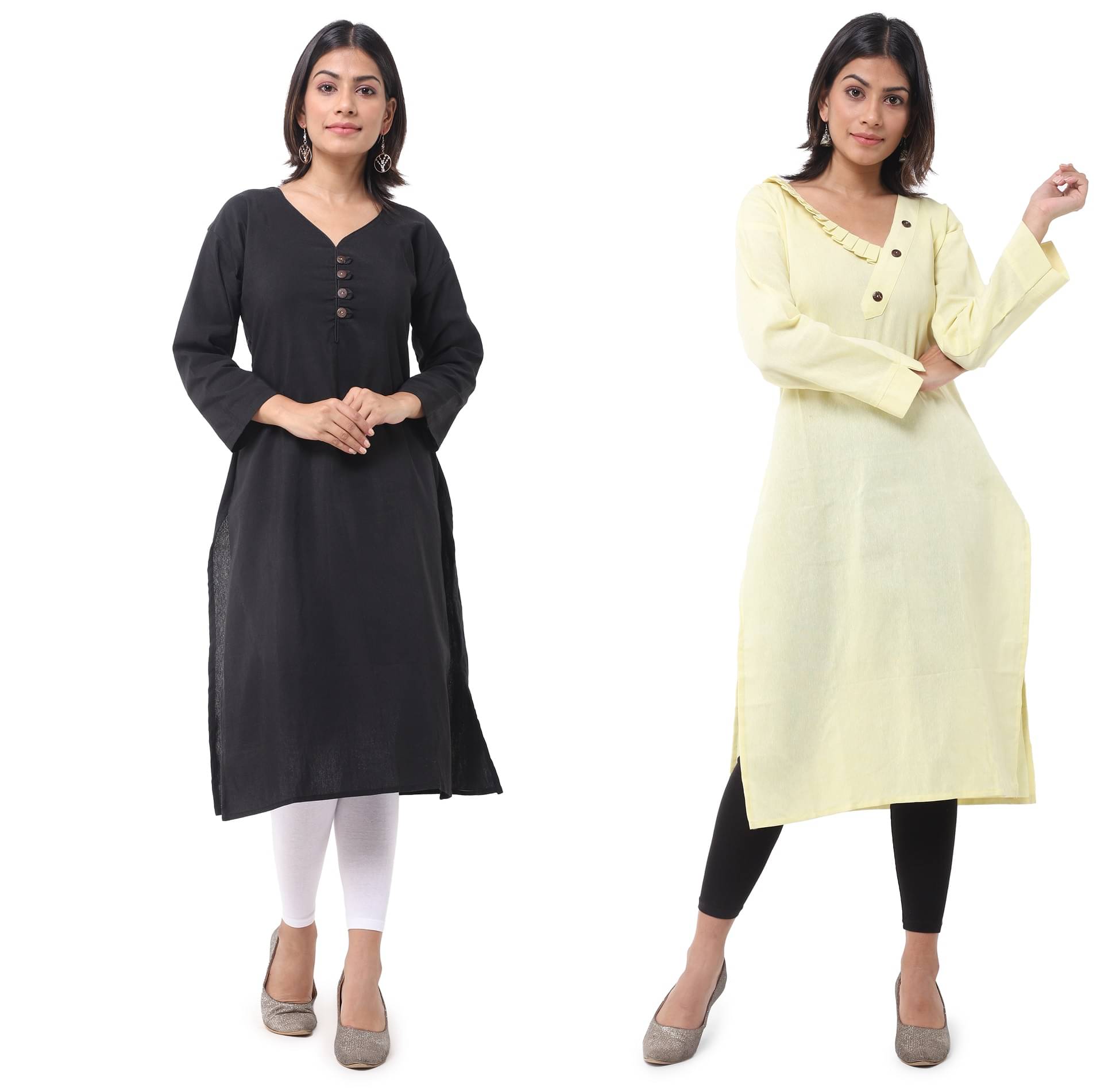     			DESHBANDHU DBK - Multicolor Cotton Women's Straight Kurti ( Pack of 2 )