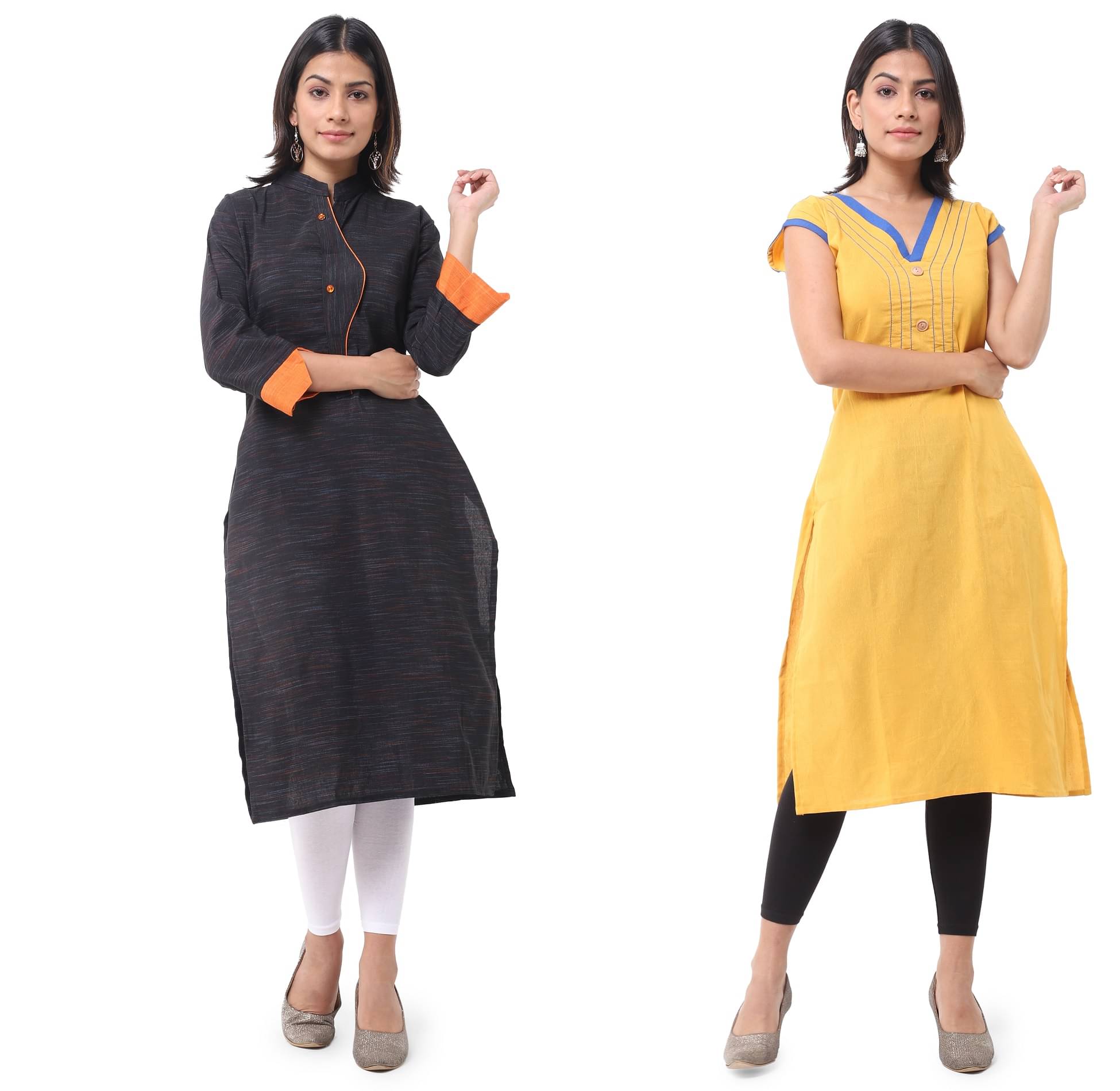     			DESHBANDHU DBK - Multicolor Cotton Women's Straight Kurti ( Pack of 2 )