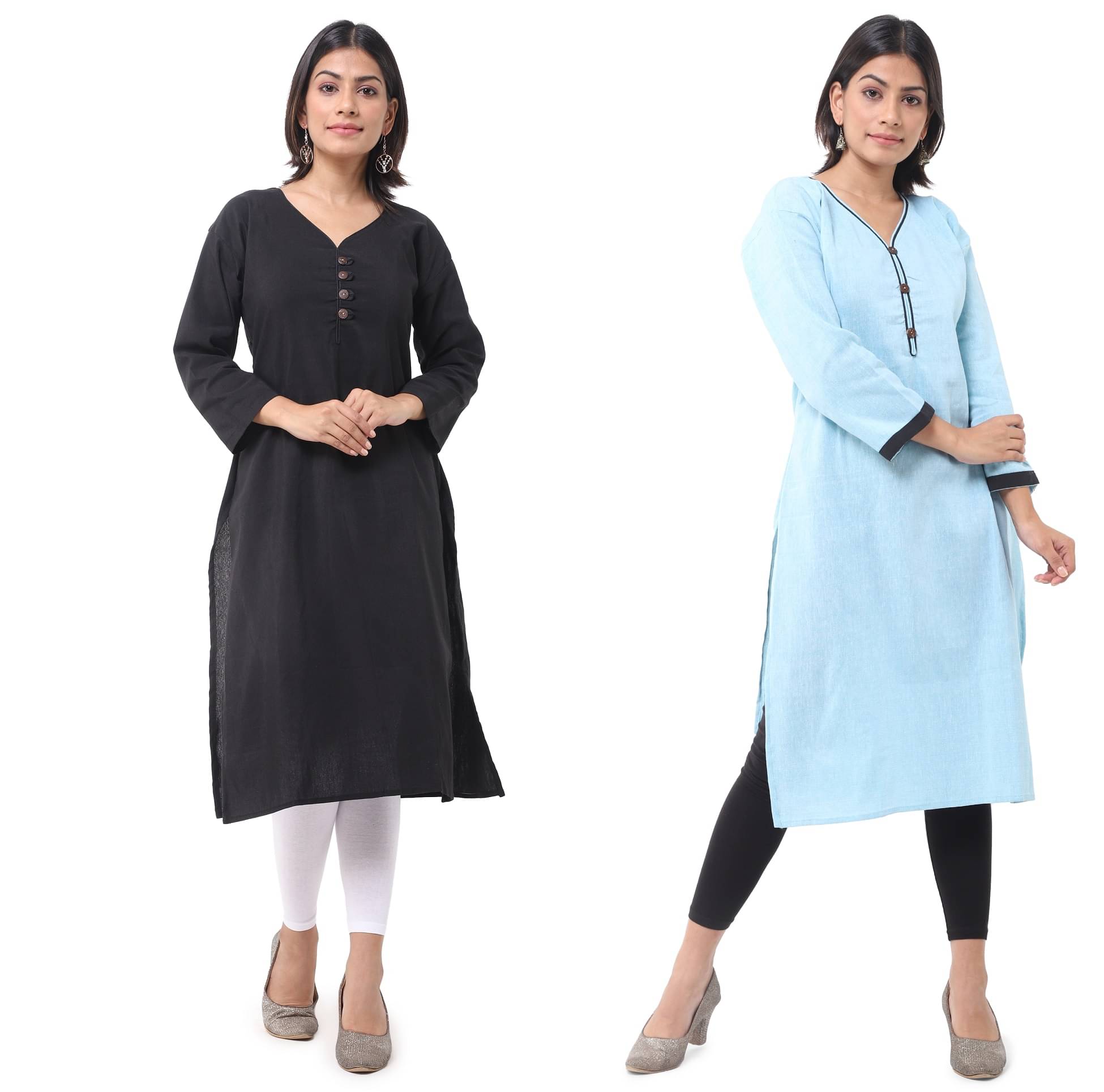 DESHBANDHU DBK - Multicolor Cotton Women's Straight Kurti ( Pack of 2 ) DESHBANDHU DBK - Multicolor Cotton Women's Straight Kurti ( Pack of 2 )