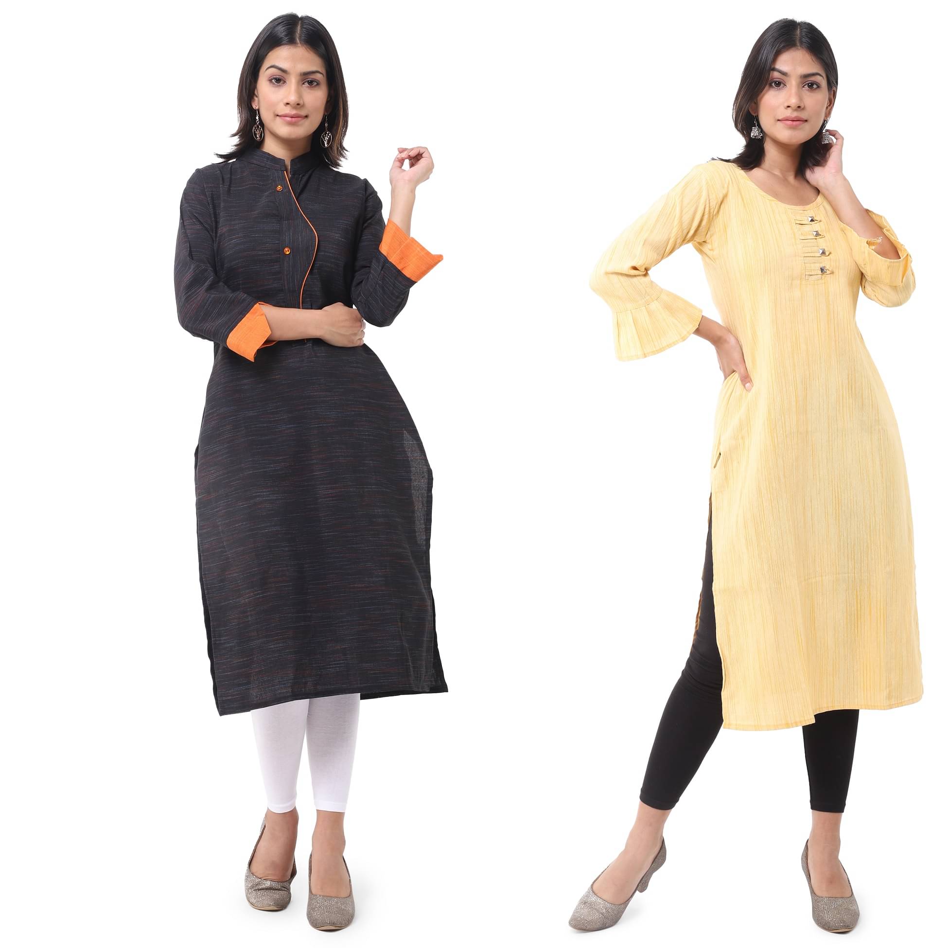     			DESHBANDHU DBK - Multicolor Cotton Women's Straight Kurti ( Pack of 2 )