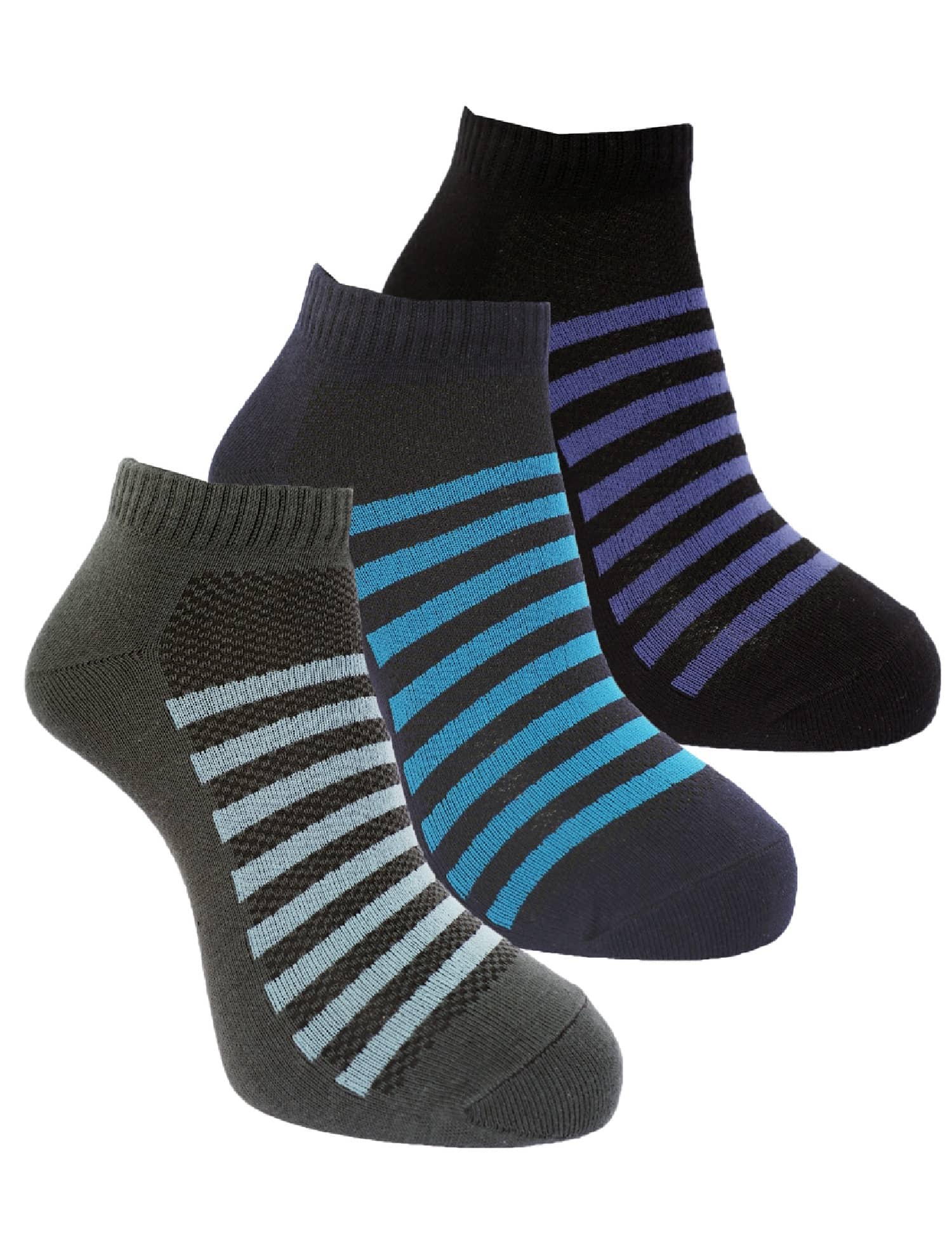 Dollar - Cotton Men's Striped Multicolor Ankle Length Socks ( Pack of 3 ) - Socks | Buy online on ZillyBuy