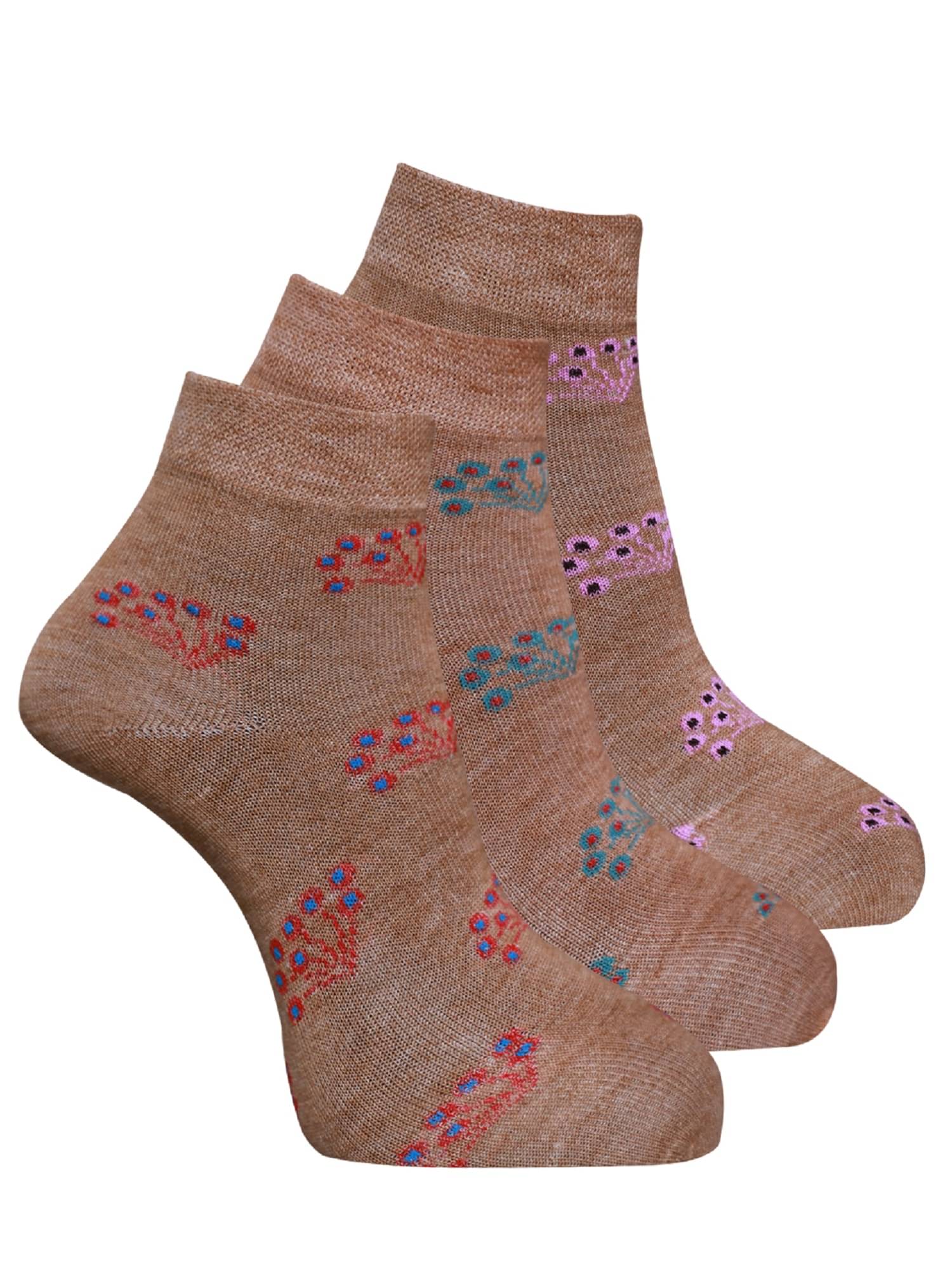 Dollar - Multicolor Cotton Women's Ankle Length Socks ( Pack of 3 ) Dollar - Multicolor Cotton Women's Ankle Length Socks ( Pack of 3 )
