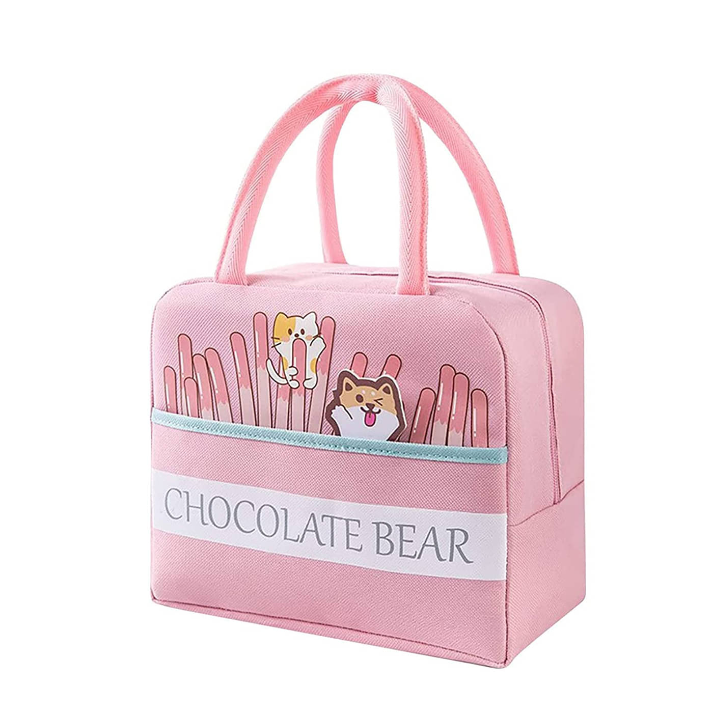    			House Of Quirk - Pink Polyester Lunch Bag