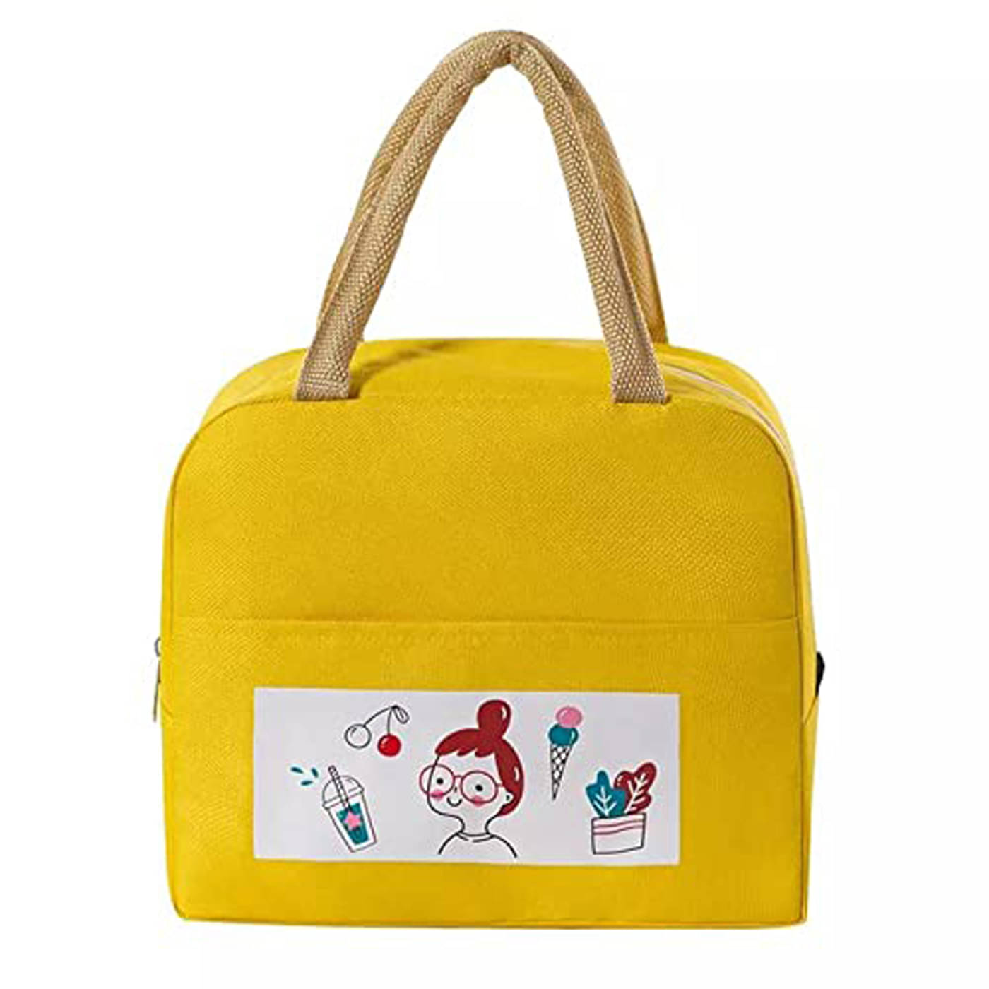     			House Of Quirk - Yellow Polyester Lunch Bag