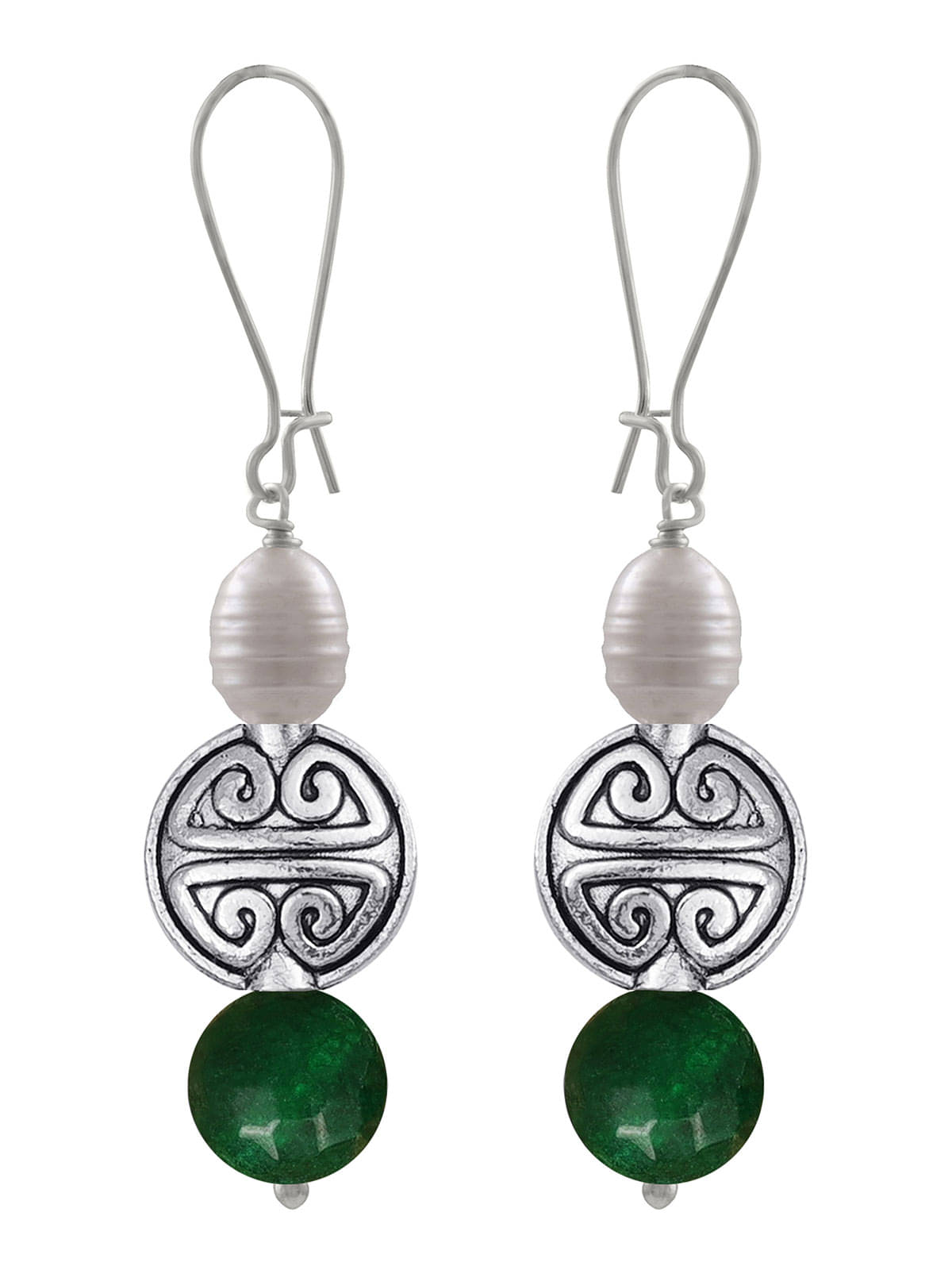     			JFL - Jewellery For Less - Green Drop Earrings ( Pack of 1 )