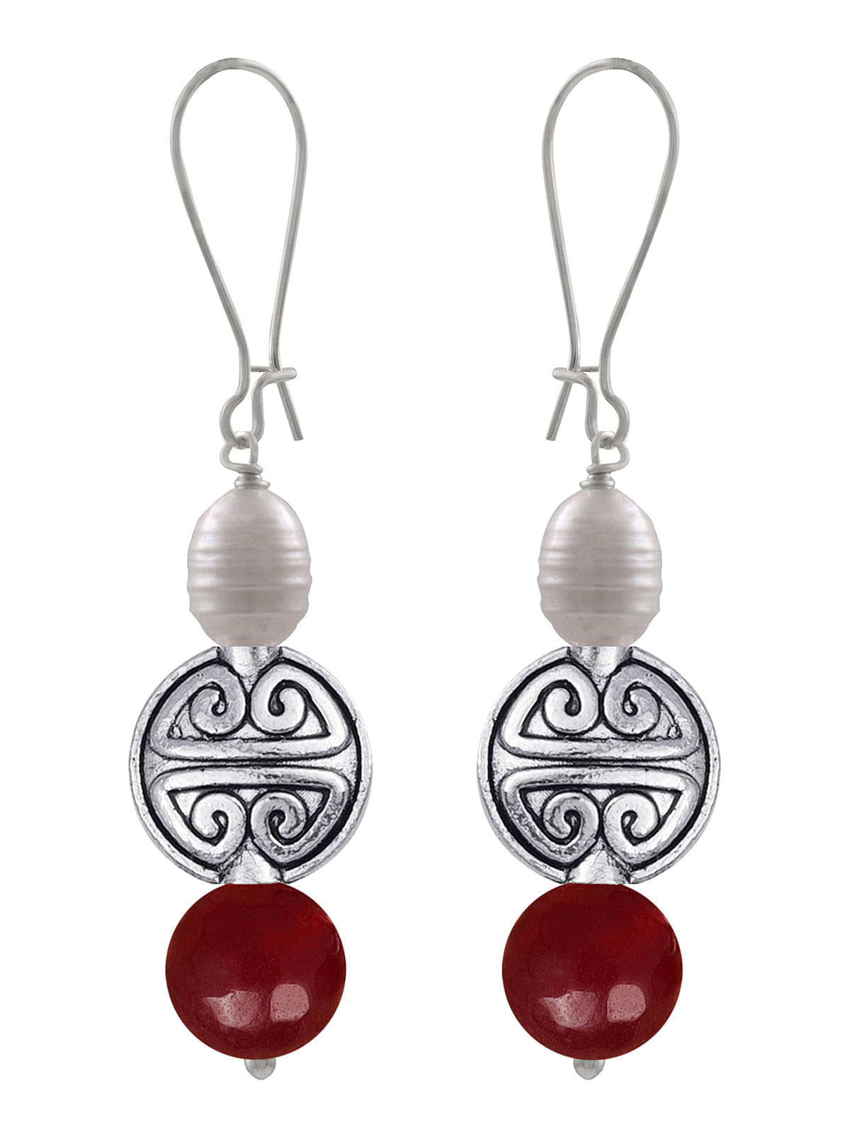     			JFL - Jewellery For Less - Maroon Drop Earrings ( Pack of 1 )