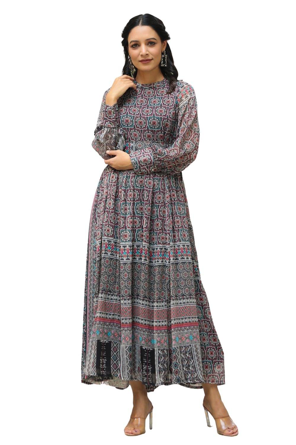 Juniper - Black Chiffon Women's Fit & Flare Dress ( Pack of 1 ) Juniper - Black Chiffon Women's Fit & Flare Dress ( Pack of 1 )