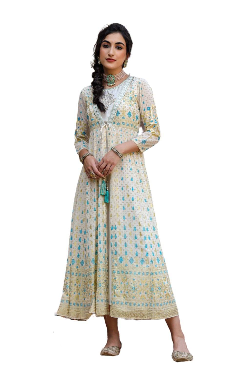    			Juniper - Off White Georgette Women's Fit & Flare Dress ( Pack of 1 )