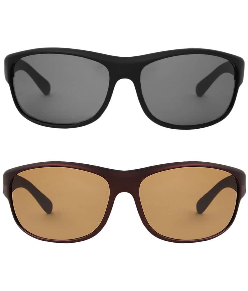Kanny Devis - Black Wrap Around Sunglasses ( Pack of 2 ) - Sunglasses | Buy online on ZillyBuy