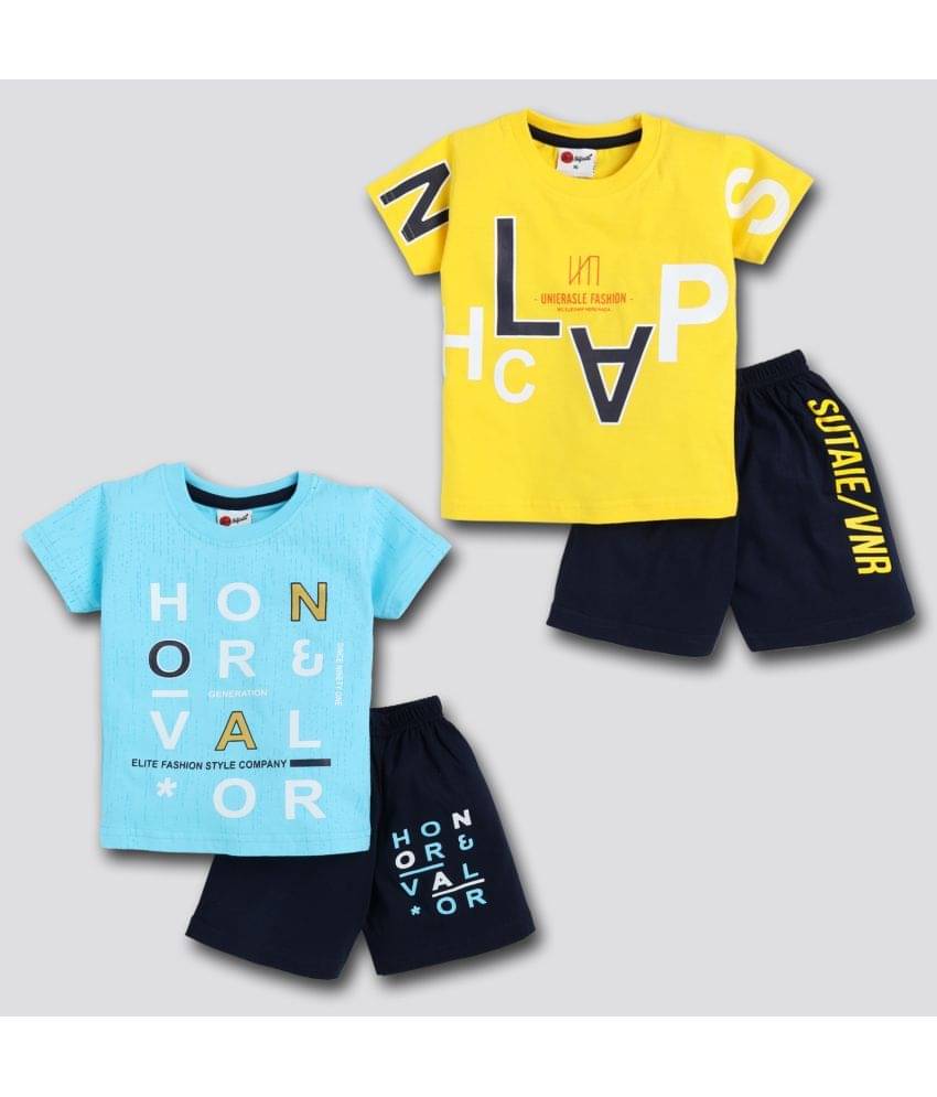     			Mars Infiniti Pack of 2 Boys Cotton T-Shirt & Shorts Set ( Yellow )