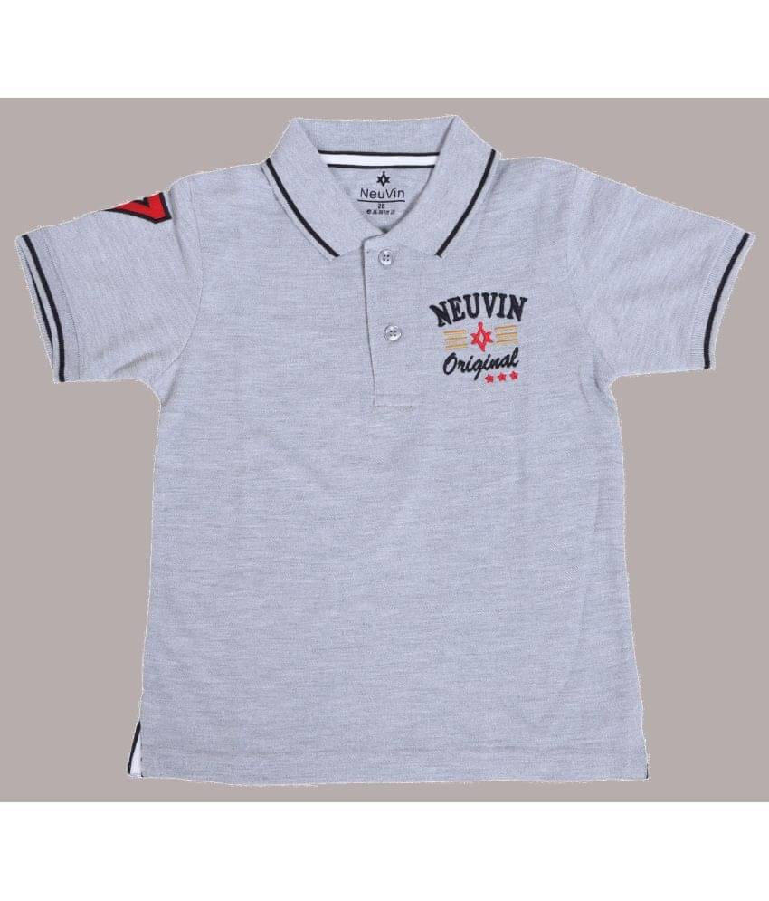     			NEUVIN Pack of 1 Boys Cotton Blend Polo T-Shirt ( Gray )