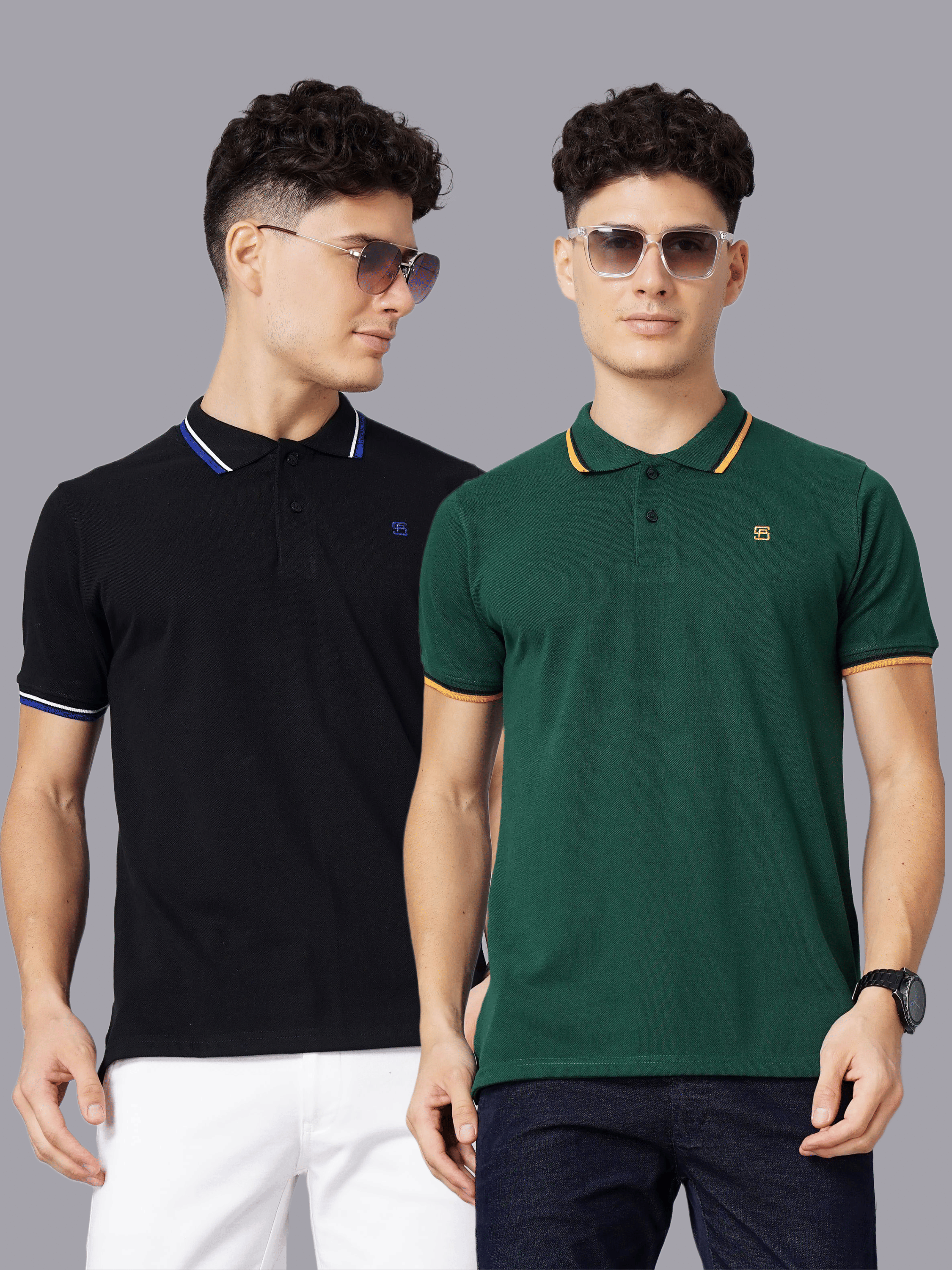     			Paul Street Pack of 2 Cotton Slim Fit Solid Half Sleeves Men's Polo T Shirt ( Multicolor )