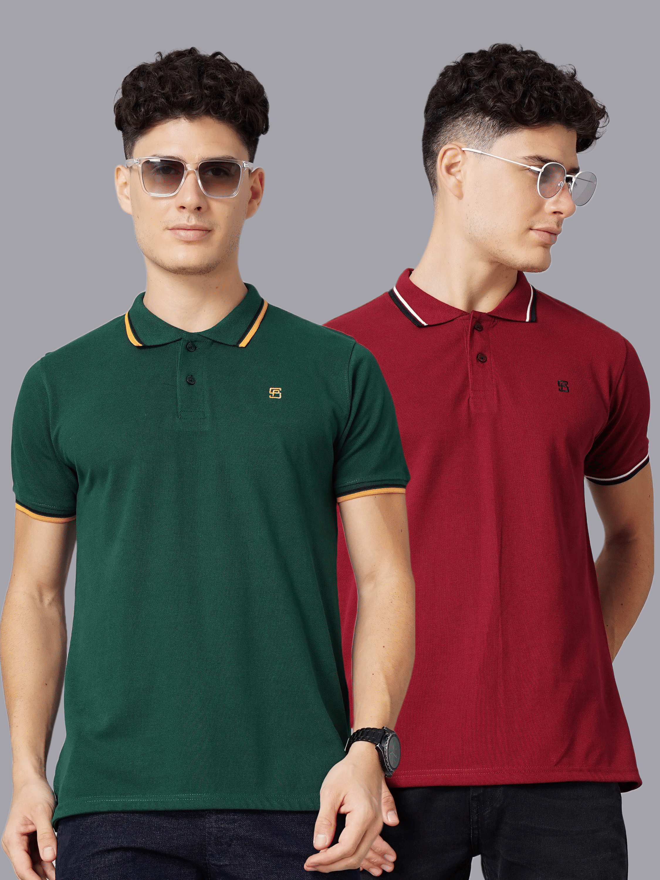 Paul Street Pack of 2 Cotton Slim Fit Solid Half Sleeves Men's Polo T Shirt ( Multicolor ) Paul Street Pack of 2 Cotton Slim Fit Solid Half Sleeves Men's Polo T Shirt ( Multicolor )