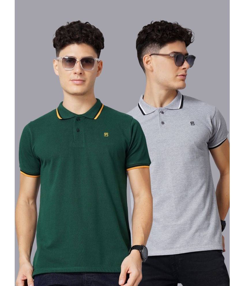     			Paul Street Pack of 2 Cotton Slim Fit Solid Half Sleeves Men's Polo T Shirt ( Multicolor )