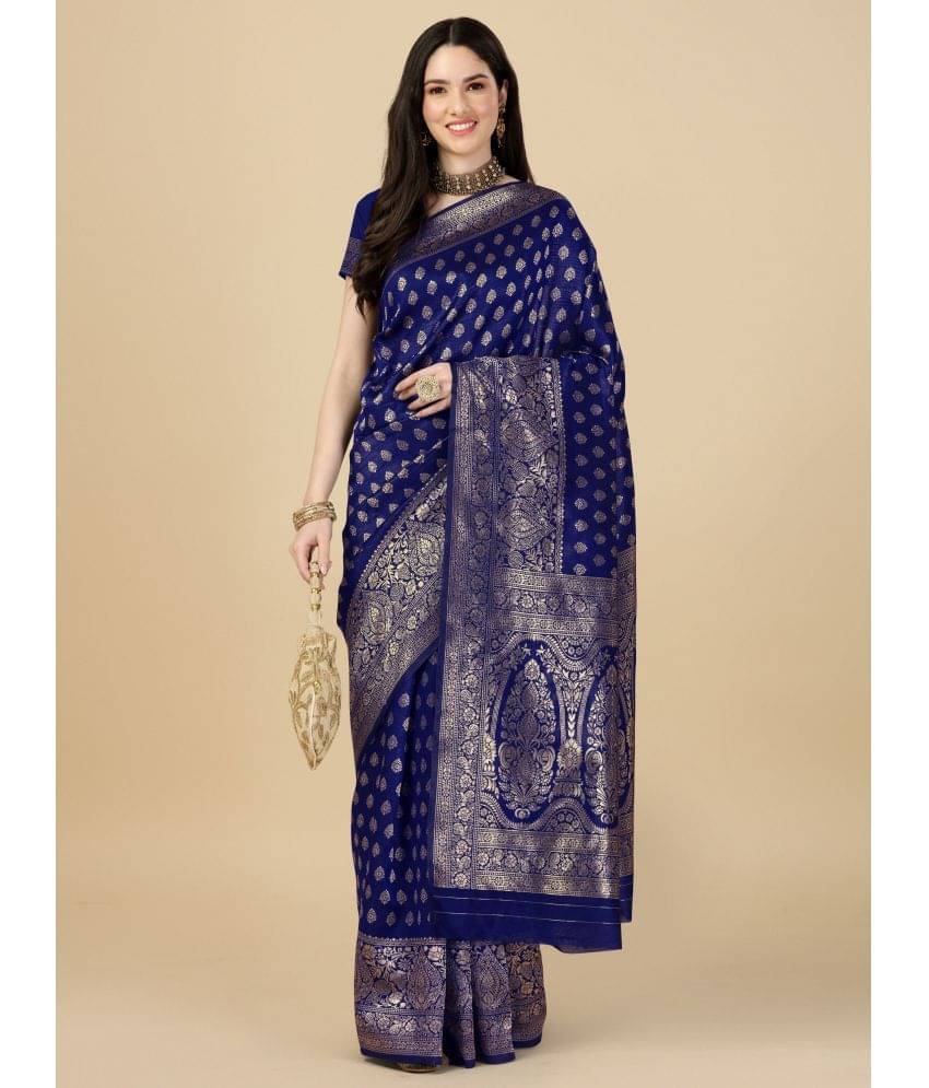     			Rekha Maniyar Art Silk Embellished Saree With Unstitched Blouse Piece ( Indigo )
