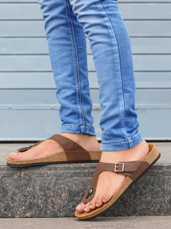 SHENCES - Black Men's Leather Slipper