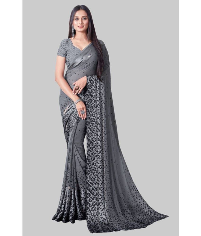 Sitanjali Lifestyle Georgette Printed Saree With Unstitched Blouse Piece ( Grey )     			Sitanjali Lifestyle Georgette Printed Saree With Unstitched Blouse Piece ( Grey )