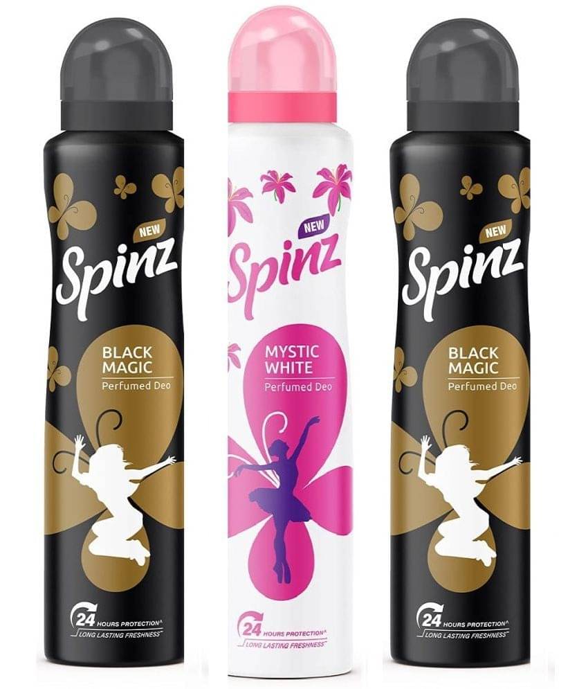 Spinz - 2 BLACK MAGIC,1MY STIC WHITE DEODORANT Deodorant Spray for Unisex 450 ml ( Pack of 3 ) Spinz - 2 BLACK MAGIC,1MY STIC WHITE DEODORANT Deodorant Spray for Unisex 450 ml ( Pack of 3 )