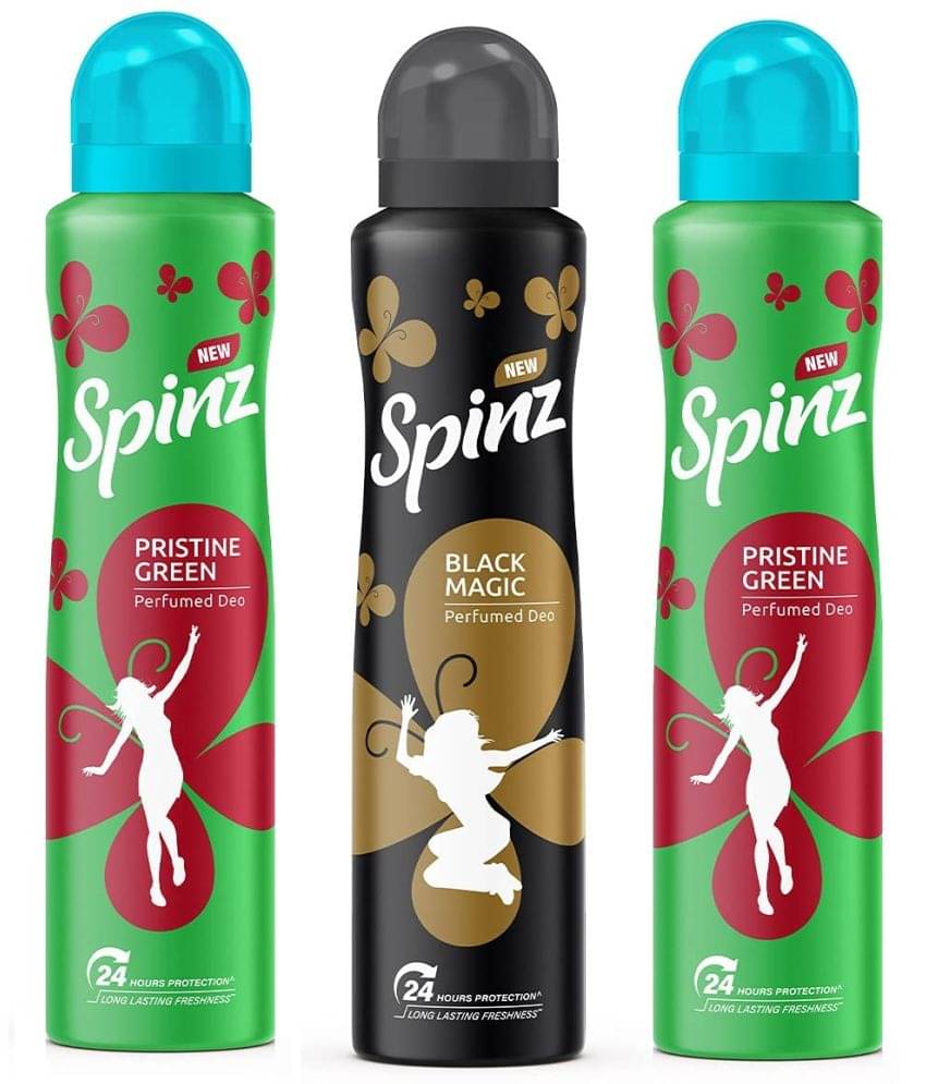 Spinz - 2 PRISTINE GREEN 1 BLACK MAGIC DEODORANT Deodorant Spray for Unisex 450 ml ( Pack of 3 ) Spinz - 2 PRISTINE GREEN 1 BLACK MAGIC DEODORANT Deodorant Spray for Unisex 450 ml ( Pack of 3 )