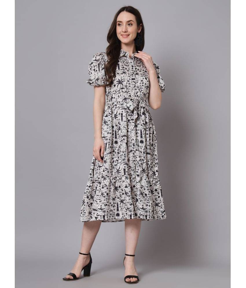 The Dry State Women Cotton Printed Fit & Flare Dress ( Black ) The Dry State Women Cotton Printed Fit & Flare Dress ( Black )