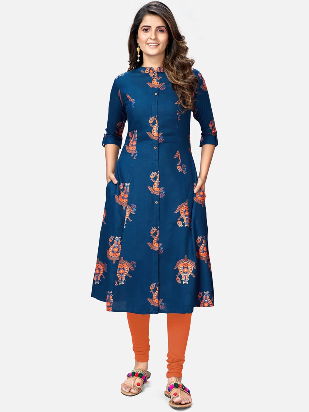 Vbuyz - Blue Rayon Women's Straight Kurti ( Pack of 1 ) - Kurtis, Tunics | Buy online on ZillyBuy