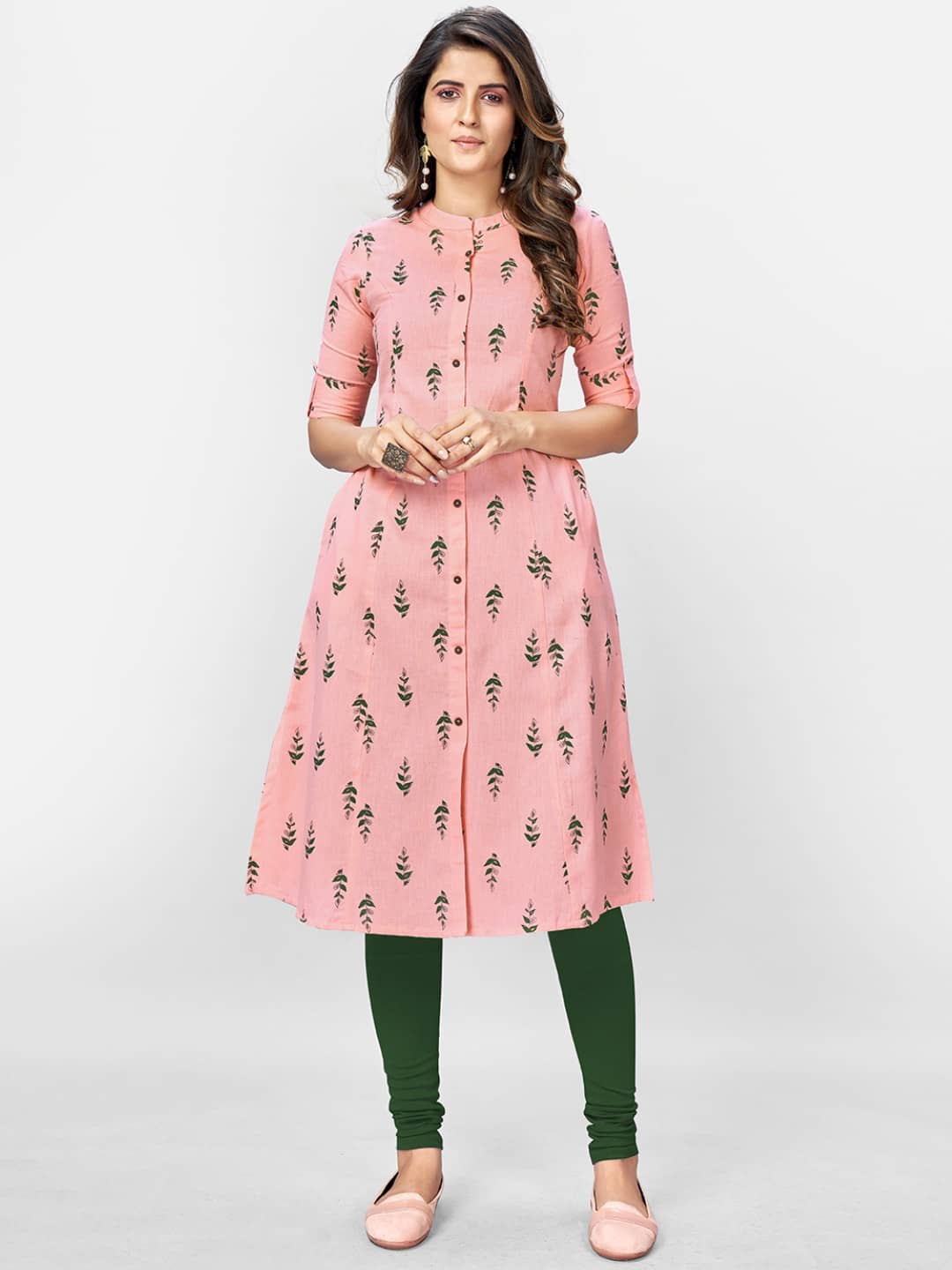 Vbuyz - Pink Cotton Women's Front Slit Kurti ( Pack of 1 ) - Kurtis, Tunics | Buy online on ZillyBuy