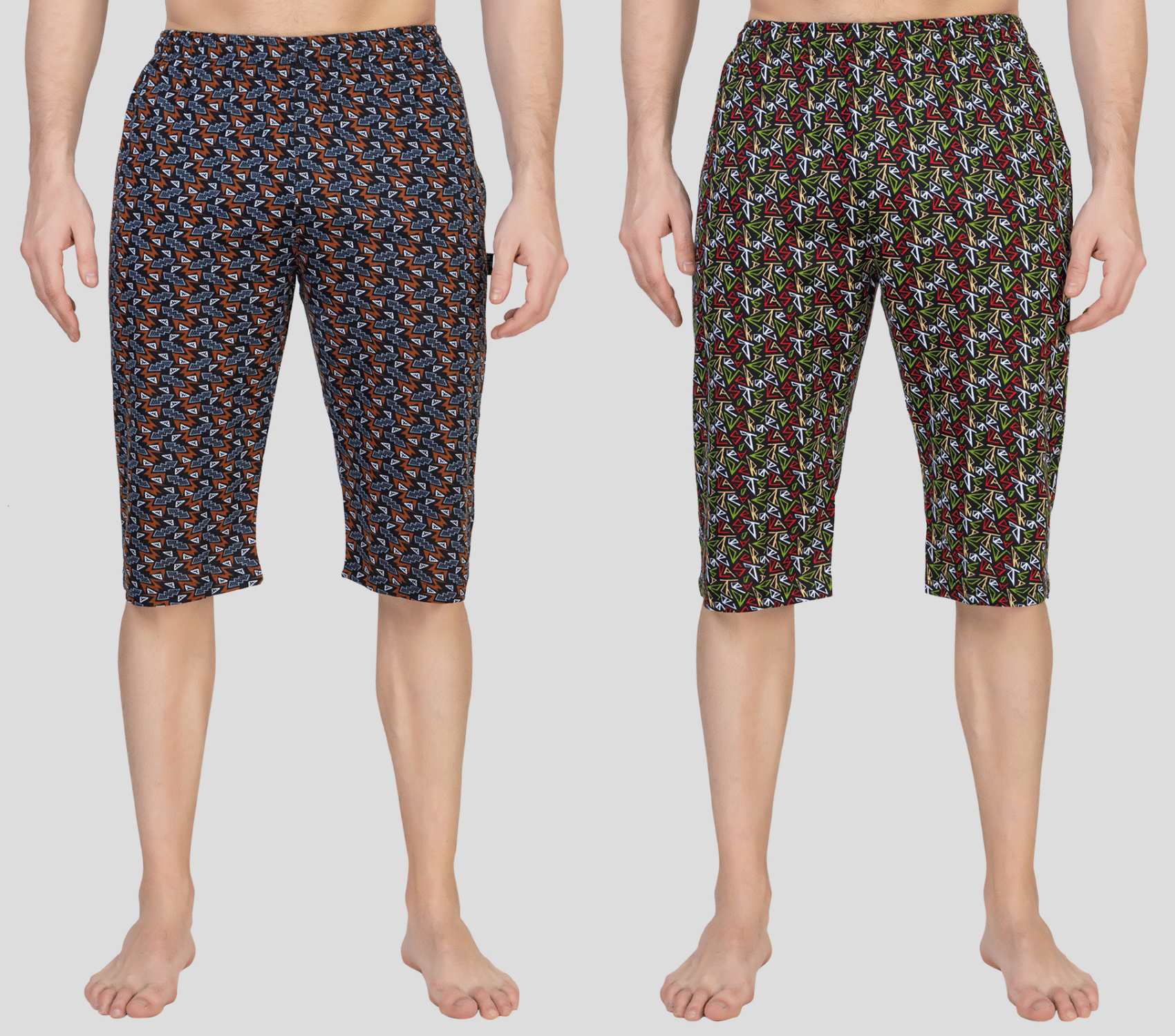 Zeffit - Multicolor Cotton Men's Three-Fourths ( Pack of 2 ) Zeffit - Multicolor Cotton Men's Three-Fourths ( Pack of 2 )