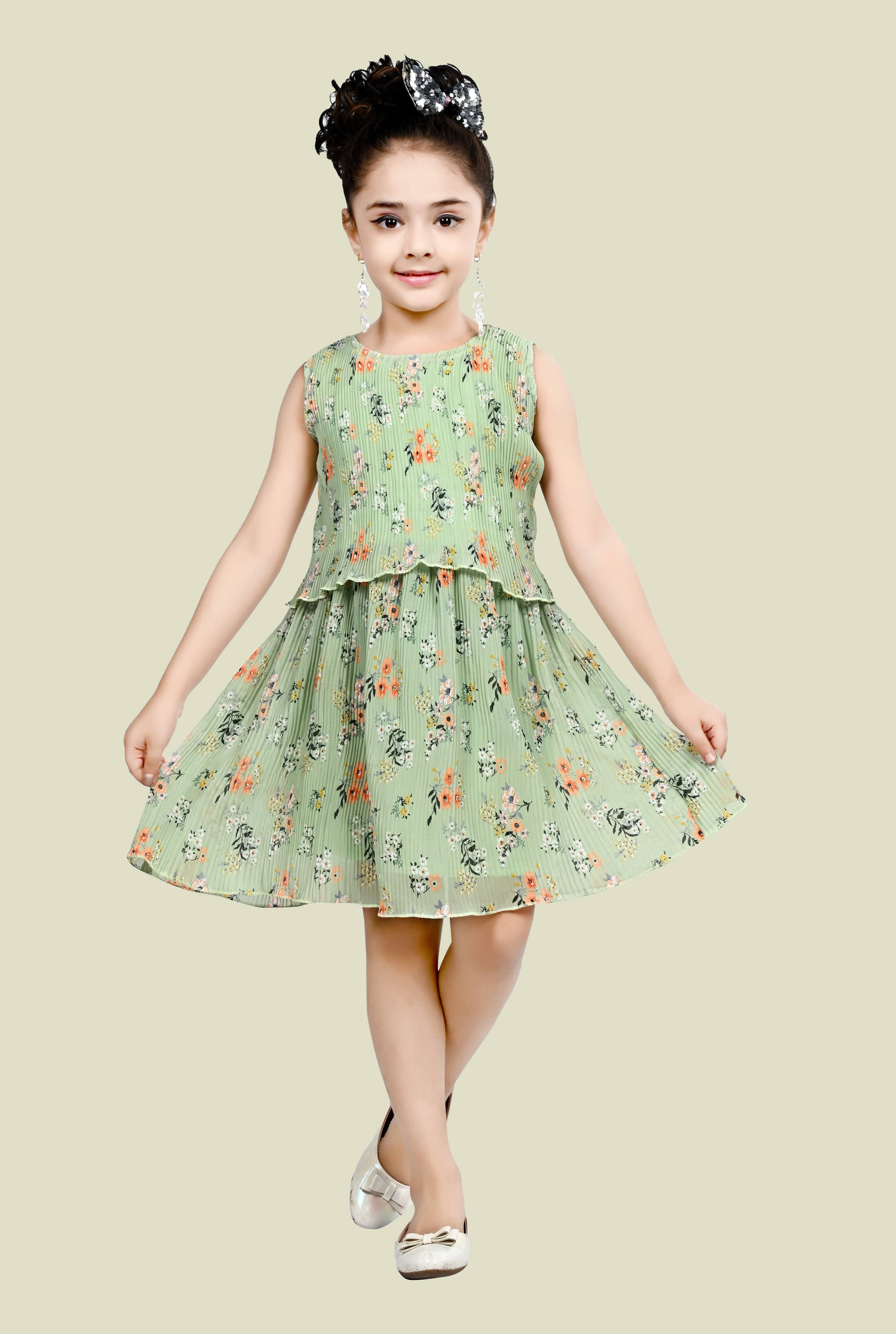     			Arshia Fashions Georgette Frock For Girls ( Pack of 1 , Green )