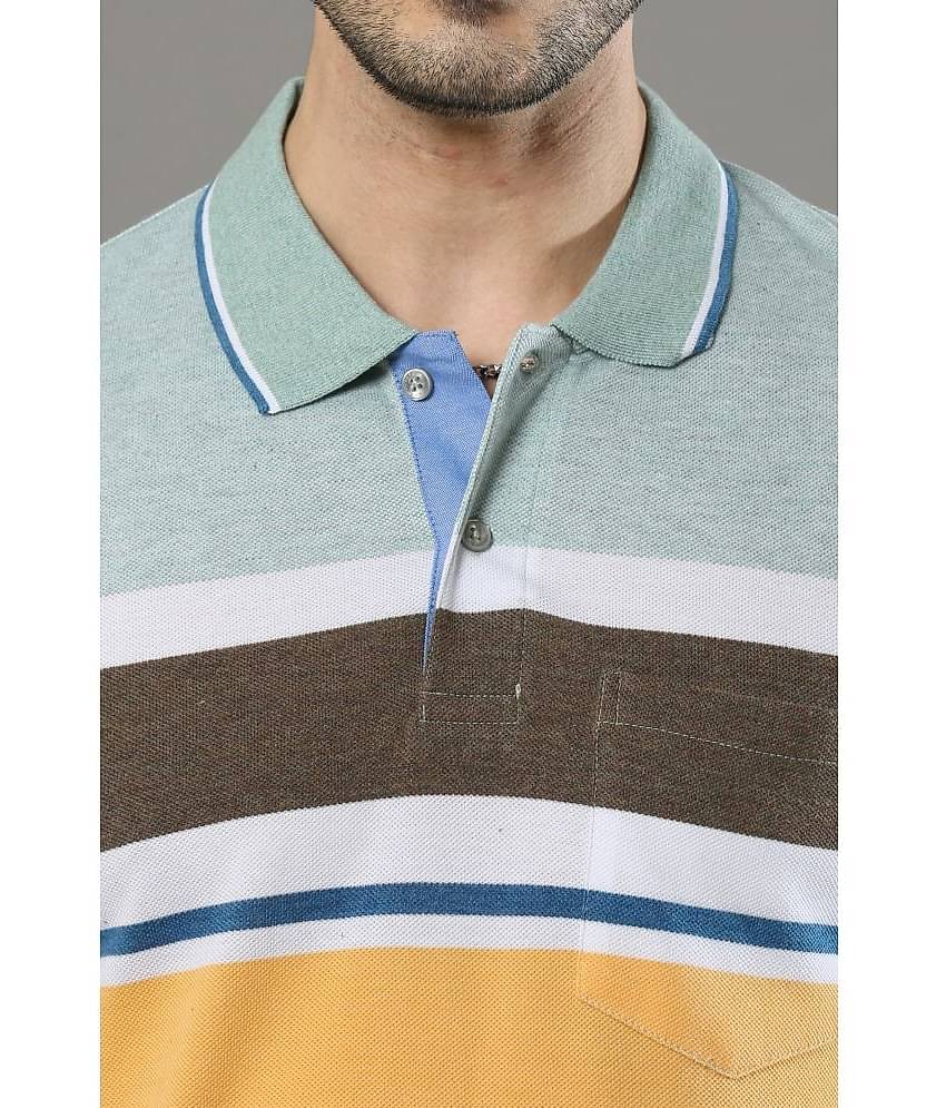 Cool Colors Pack of 1 Cotton Regular Fit Striped Half Sleeves Men's Polo T Shirt ( Multicolor )