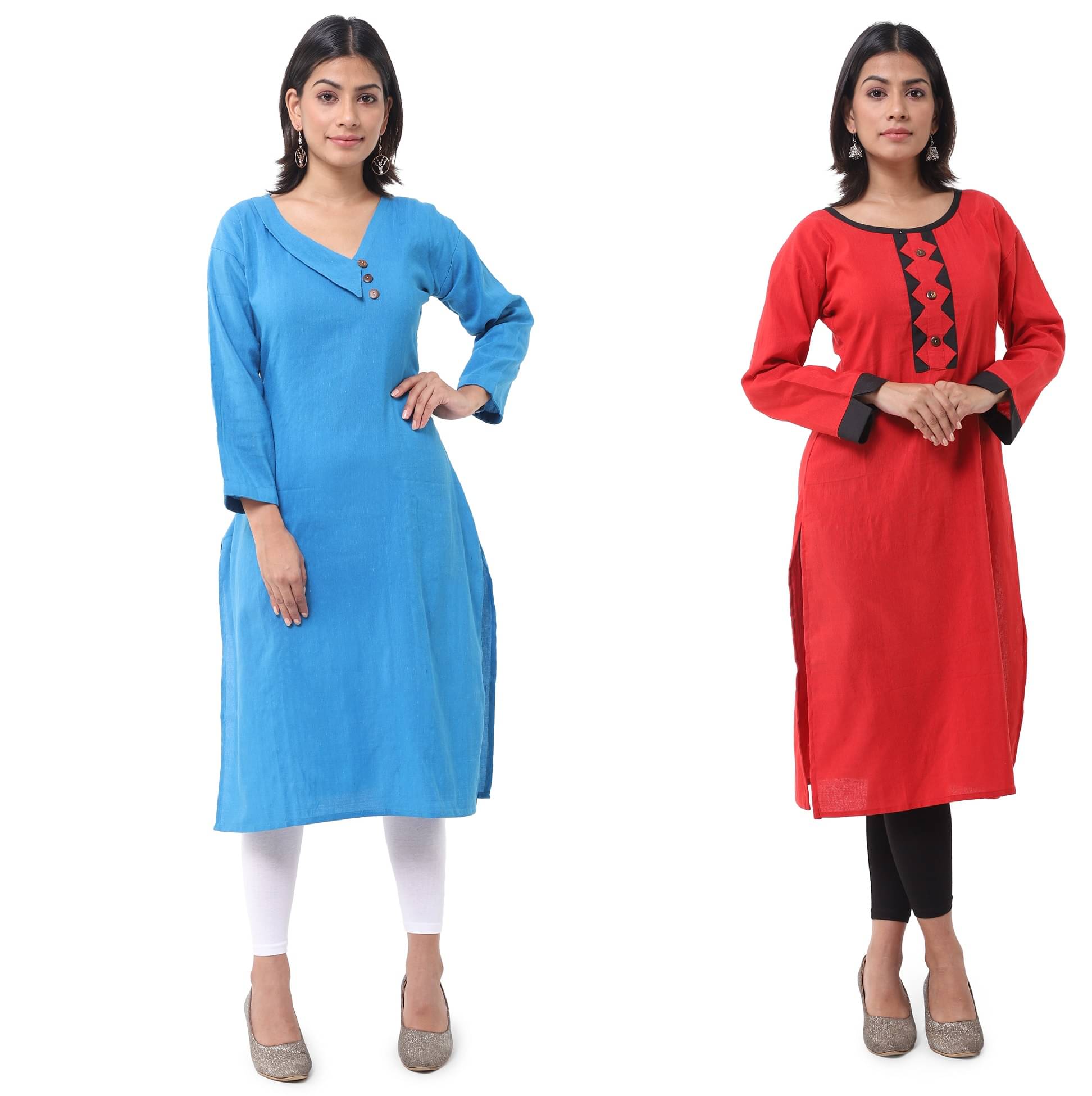 DESHBANDHU DBK - Multicolor Cotton Women's Straight Kurti ( Pack of 2 ) DESHBANDHU DBK - Multicolor Cotton Women's Straight Kurti ( Pack of 2 )