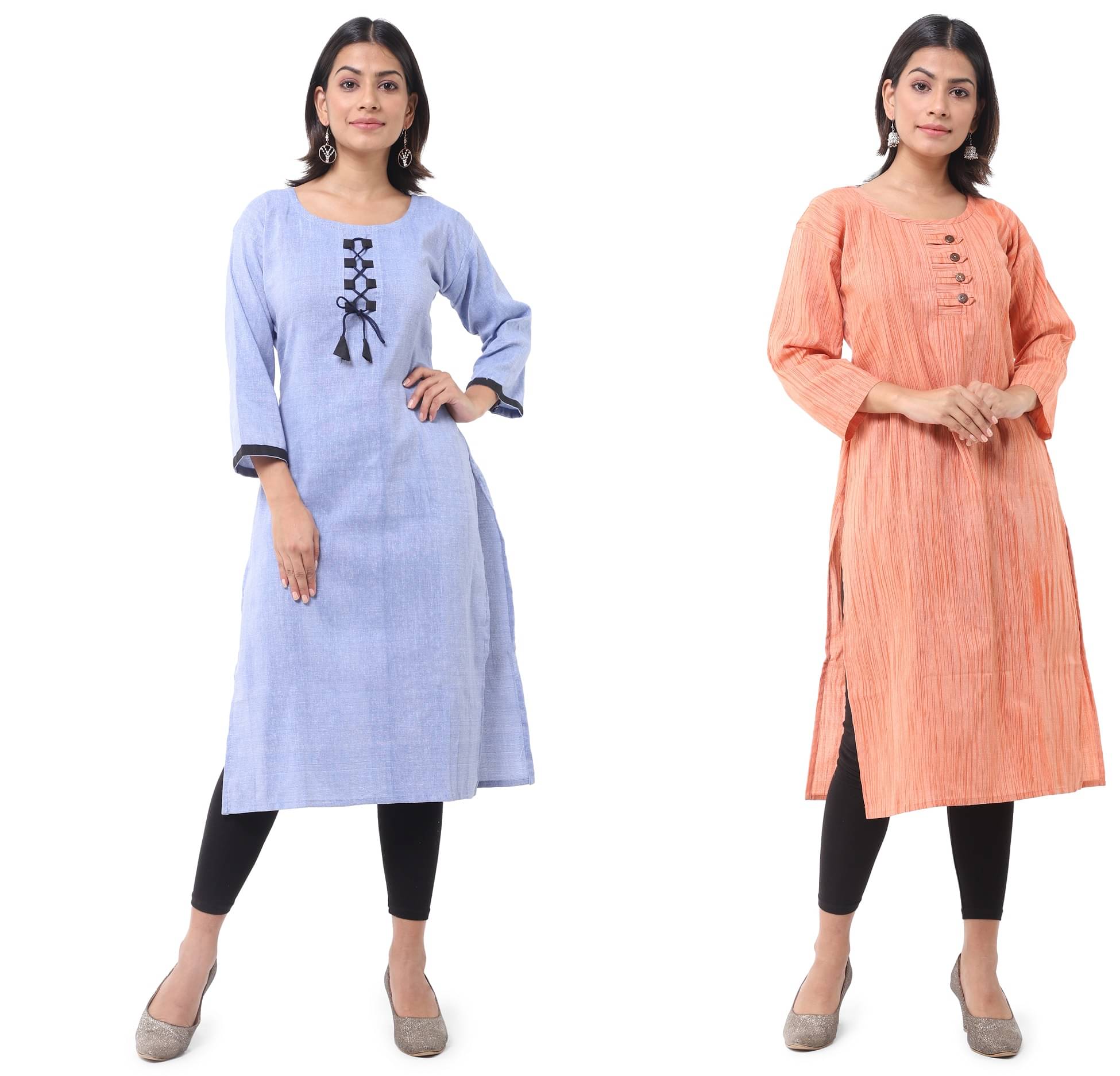 DESHBANDHU DBK - Multicolor Cotton Women's Straight Kurti ( Pack of 2 ) DESHBANDHU DBK - Multicolor Cotton Women's Straight Kurti ( Pack of 2 )