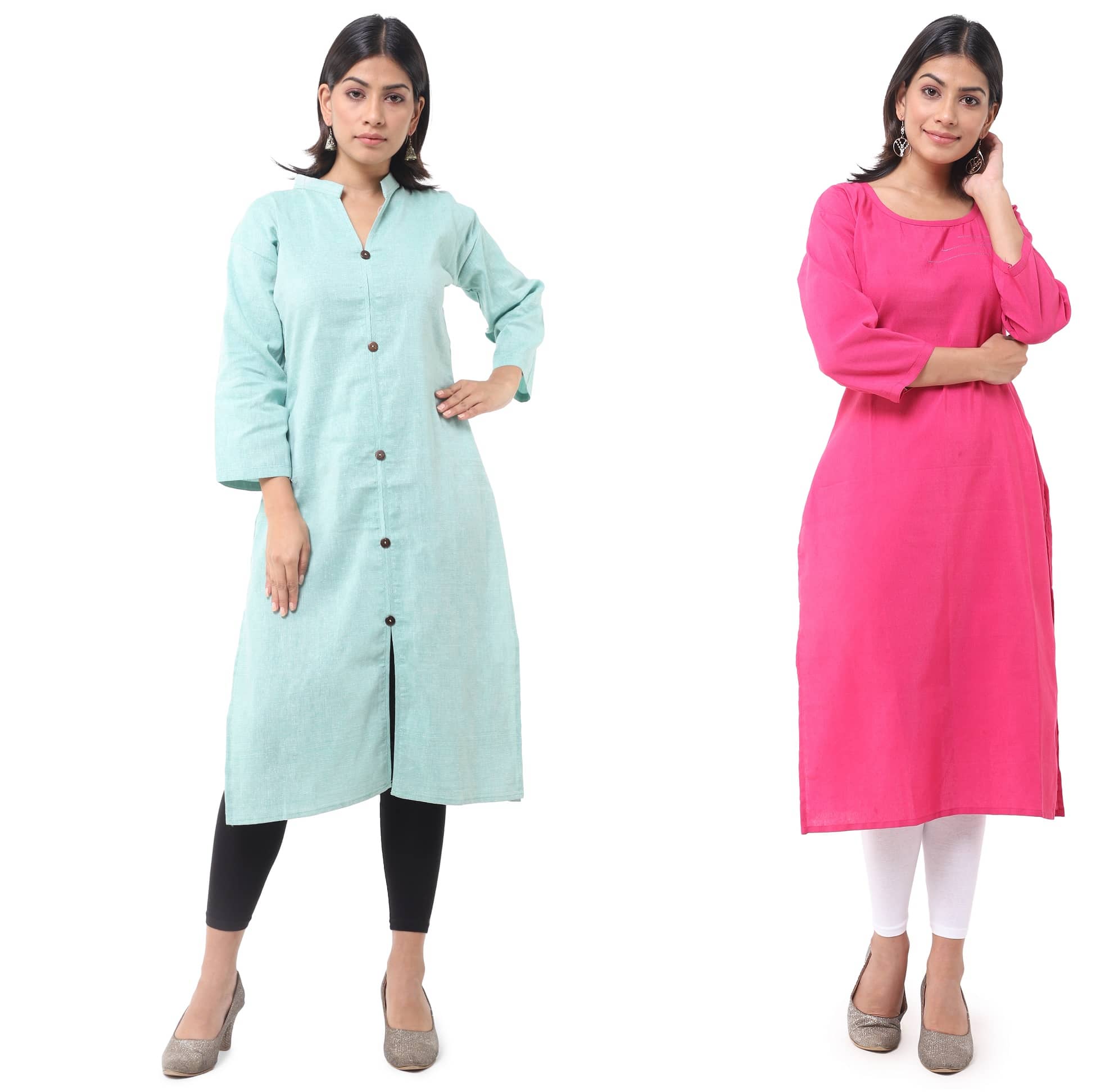 DESHBANDHU DBK - Multicolor Cotton Women's Straight Kurti ( Pack of 2 ) - Kurtis, Tunics | Buy online on ZillyBuy