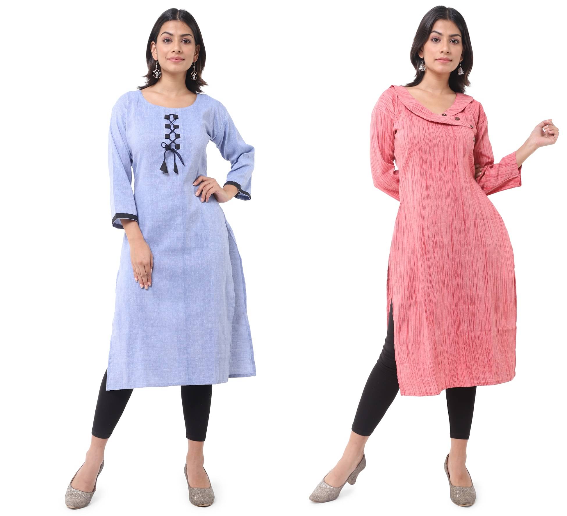     			DESHBANDHU DBK - Multicolor Cotton Women's Straight Kurti ( Pack of 2 )
