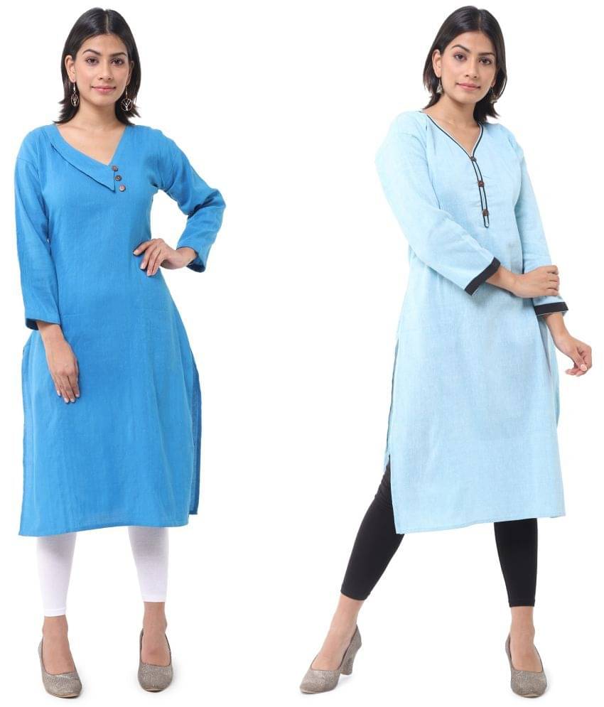     			DESHBANDHU DBK - Multicolor Cotton Women's Straight Kurti ( Pack of 2 )