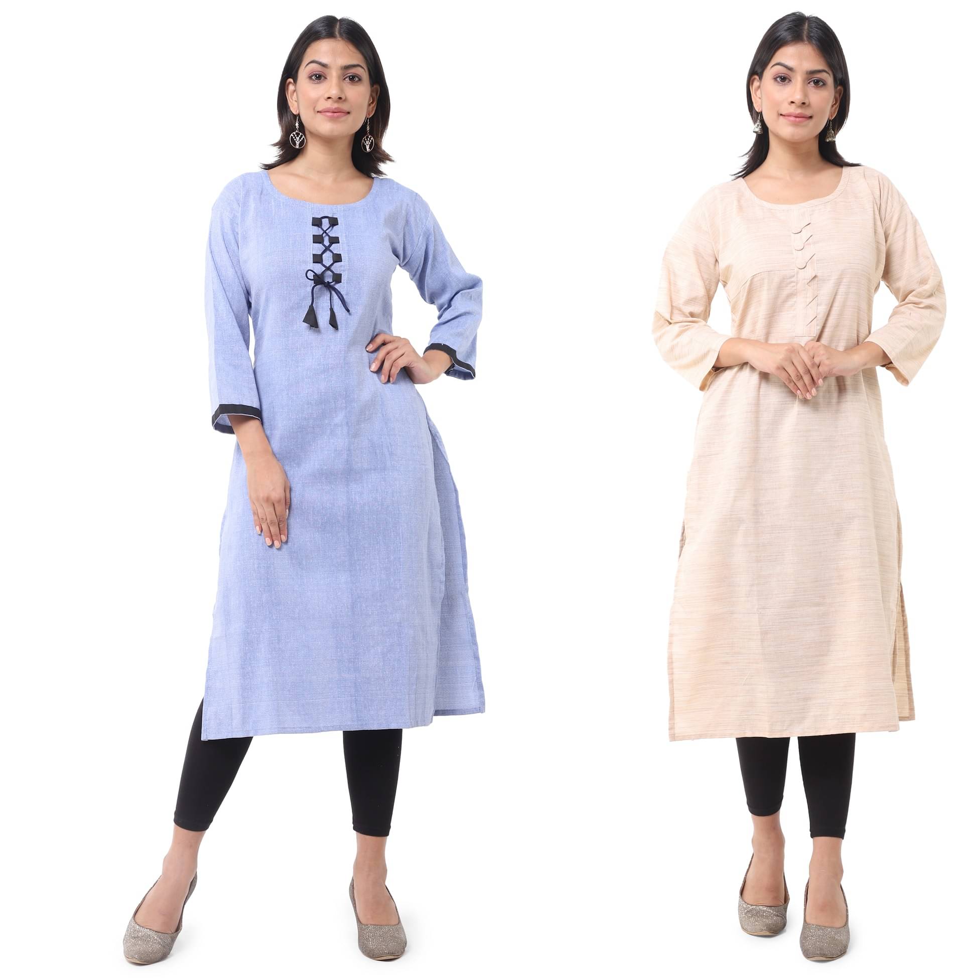     			DESHBANDHU DBK - Multicolor Cotton Women's Straight Kurti ( Pack of 2 )