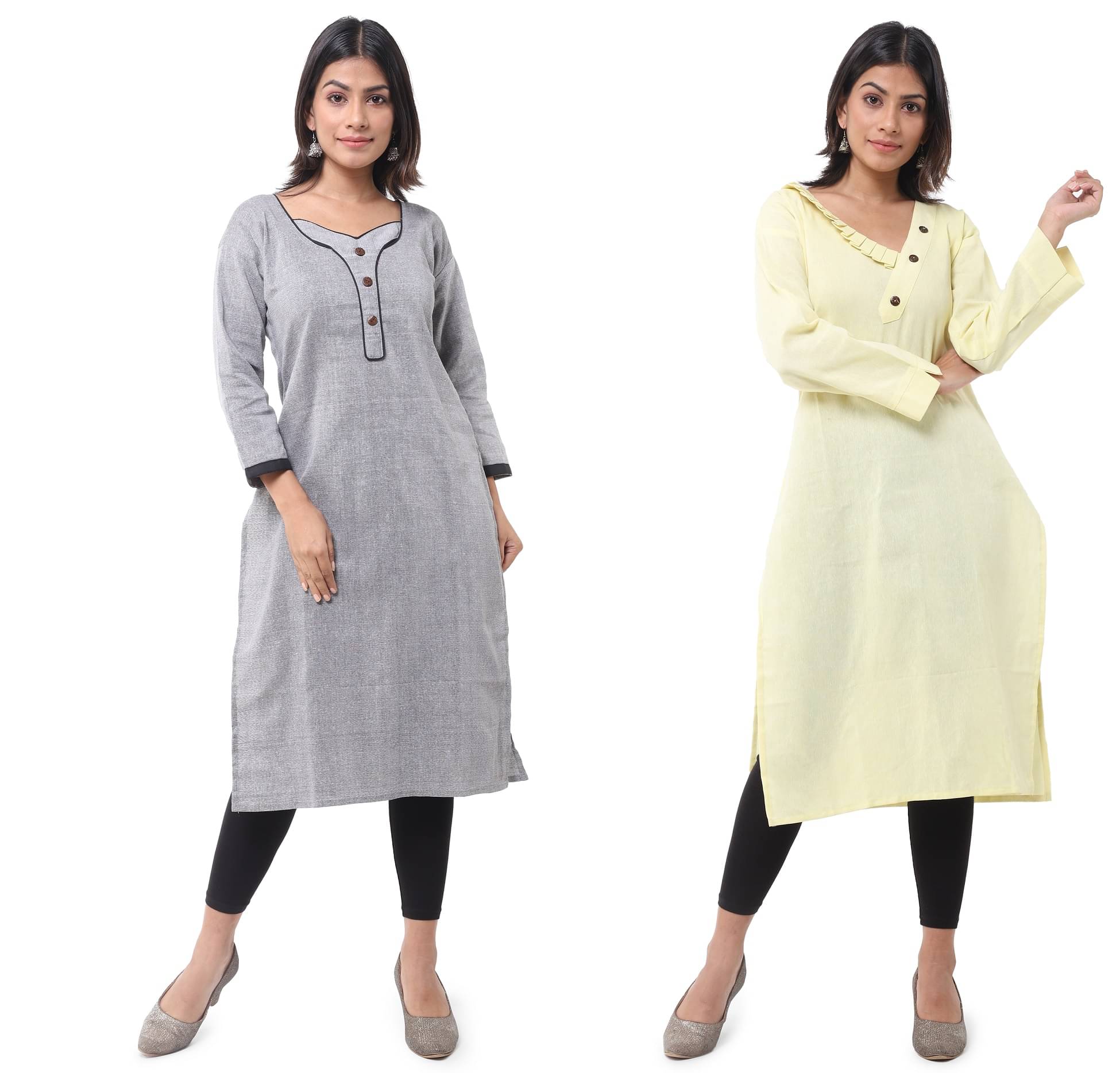     			DESHBANDHU DBK - Multicolor Cotton Women's Straight Kurti ( Pack of 2 )