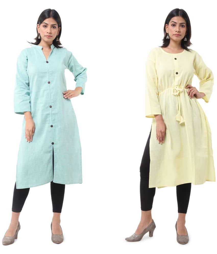 DESHBANDHU DBK - Multicolor Cotton Women's Front Slit Kurti ( Pack of 2 ) - Kurtis, Tunics | Buy online on ZillyBuy