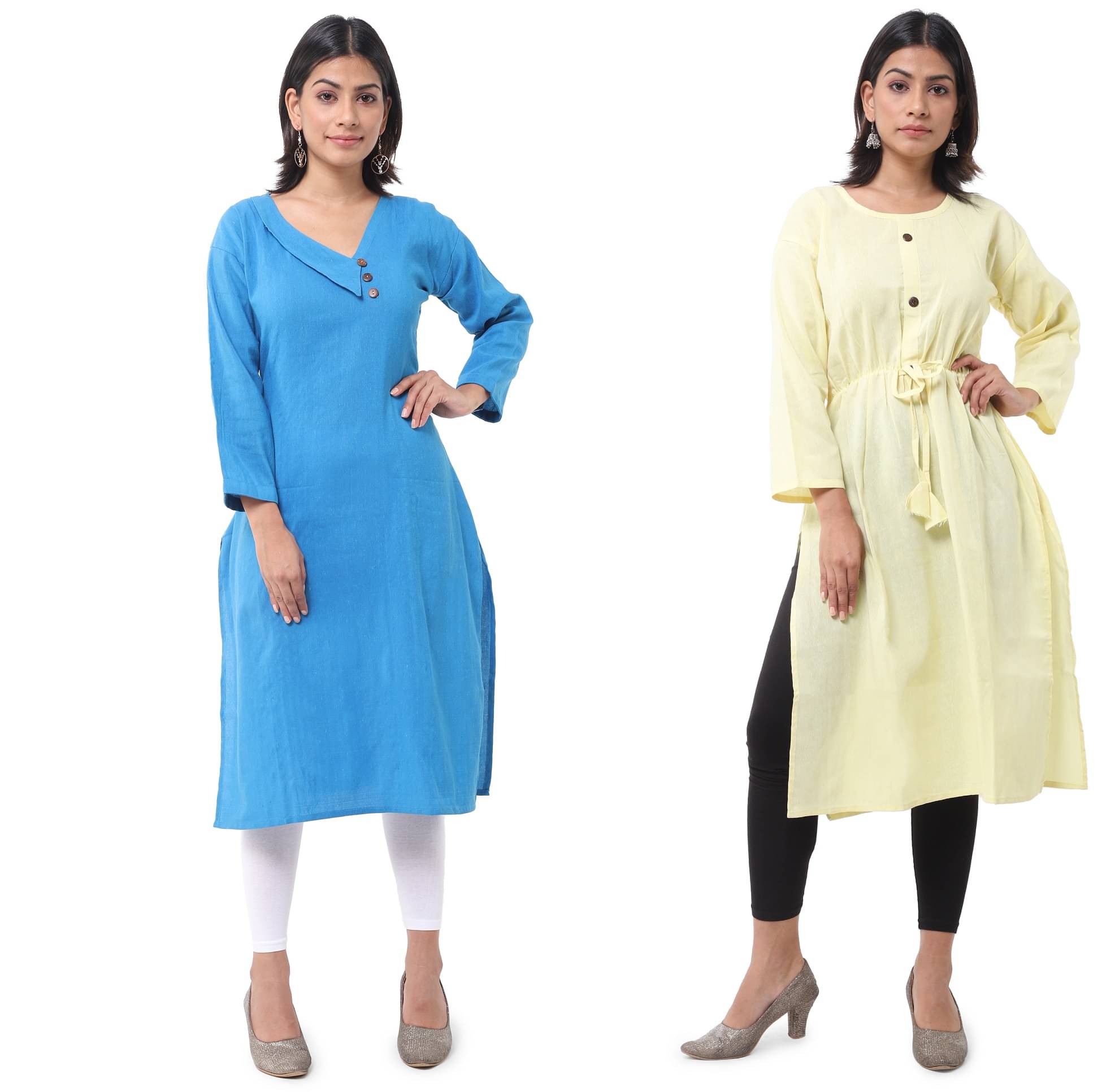 DESHBANDHU DBK - Multicolor Cotton Women's Straight Kurti ( Pack of 2 ) DESHBANDHU DBK - Multicolor Cotton Women's Straight Kurti ( Pack of 2 )