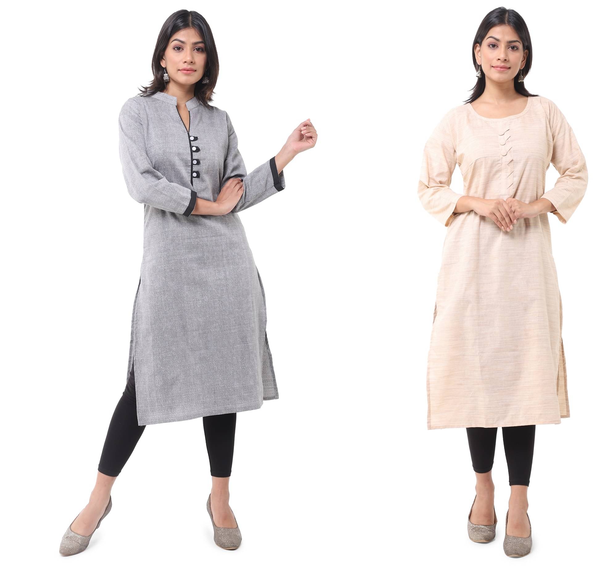     			DESHBANDHU DBK - Multicolor Cotton Women's Straight Kurti ( Pack of 2 )