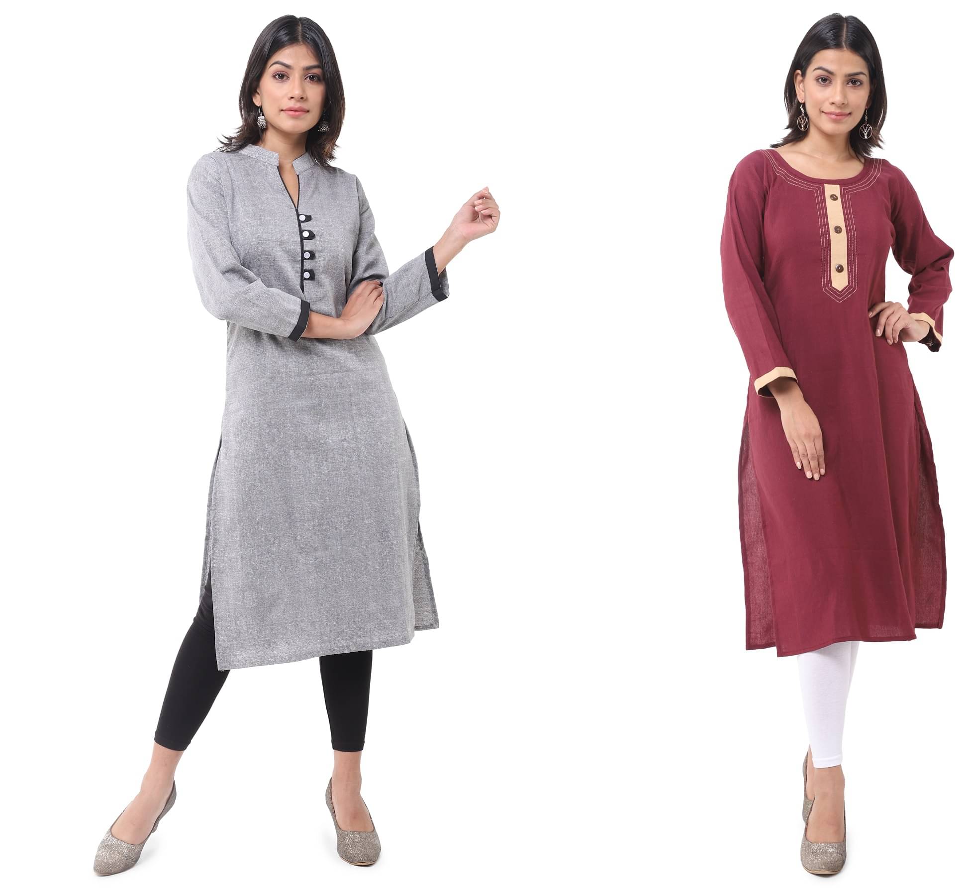 DESHBANDHU DBK - Multicolor Cotton Women's Straight Kurti ( Pack of 2 ) DESHBANDHU DBK - Multicolor Cotton Women's Straight Kurti ( Pack of 2 )