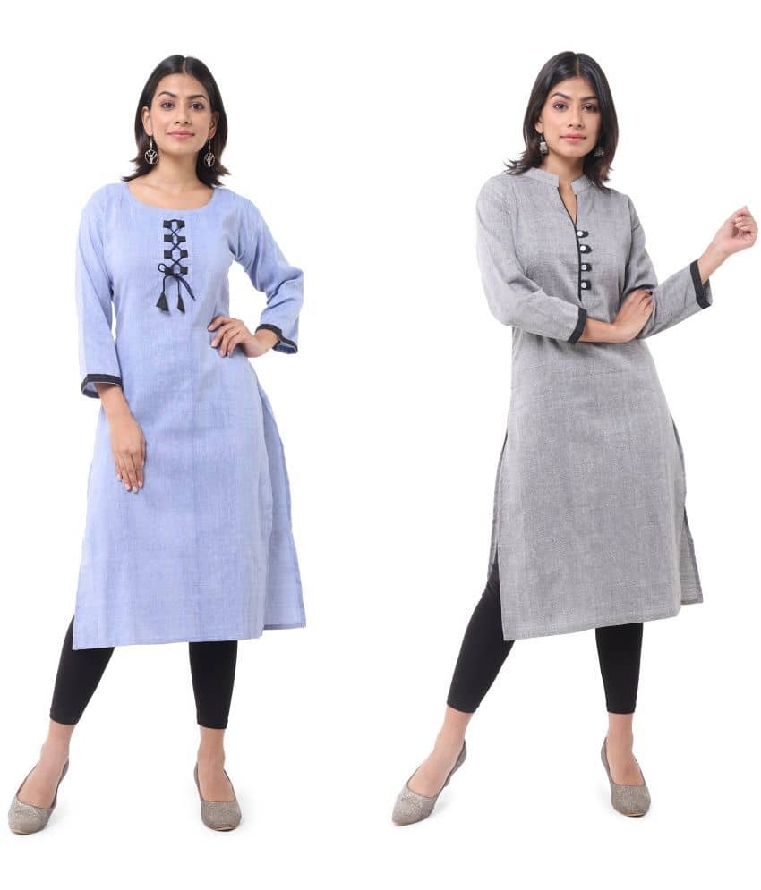 DESHBANDHU DBK - Multicolor Cotton Women's Straight Kurti ( Pack of 2 ) - Kurtis, Tunics | Buy online on ZillyBuy