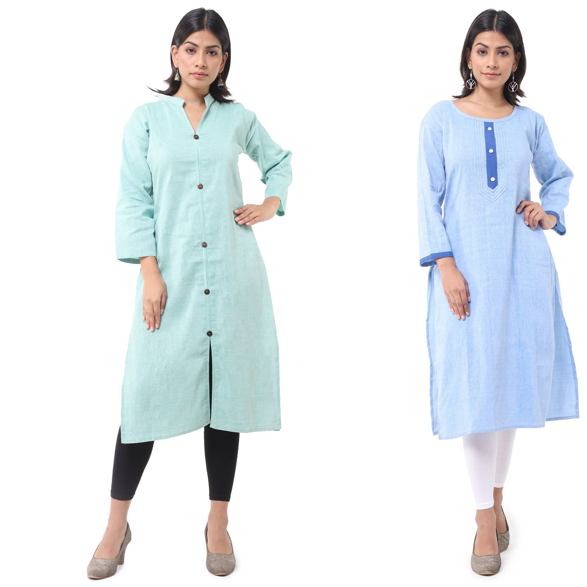     			DESHBANDHU DBK - Multicolor Cotton Women's Straight Kurti ( Pack of 2 )