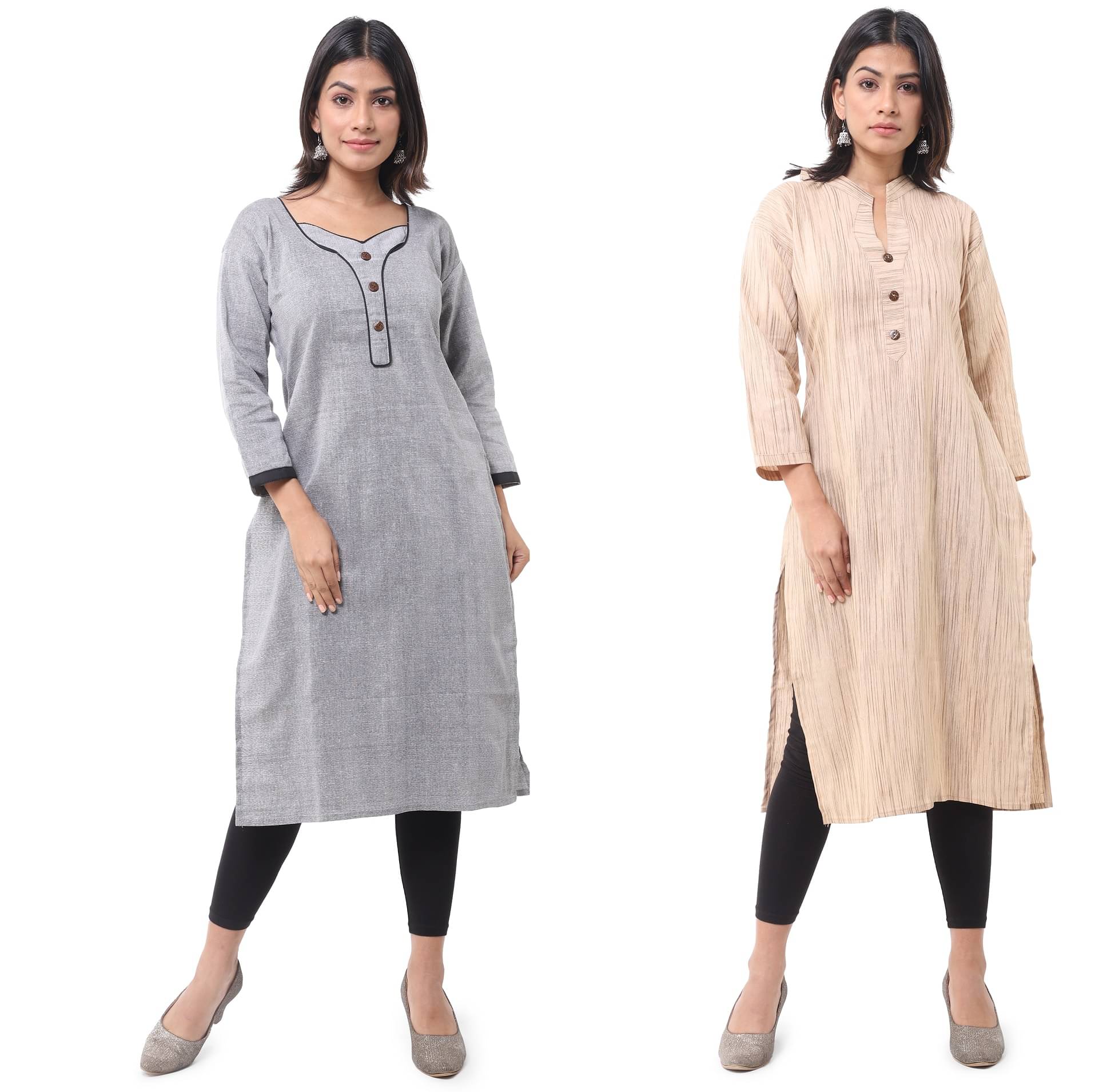     			DESHBANDHU DBK - Multicolor Cotton Women's Straight Kurti ( Pack of 2 )