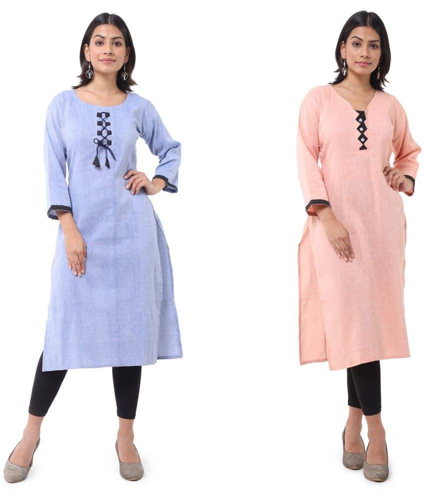 DESHBANDHU DBK - Multicolor Cotton Women's Straight Kurti ( Pack of 2 ) DESHBANDHU DBK - Multicolor Cotton Women's Straight Kurti ( Pack of 2 )